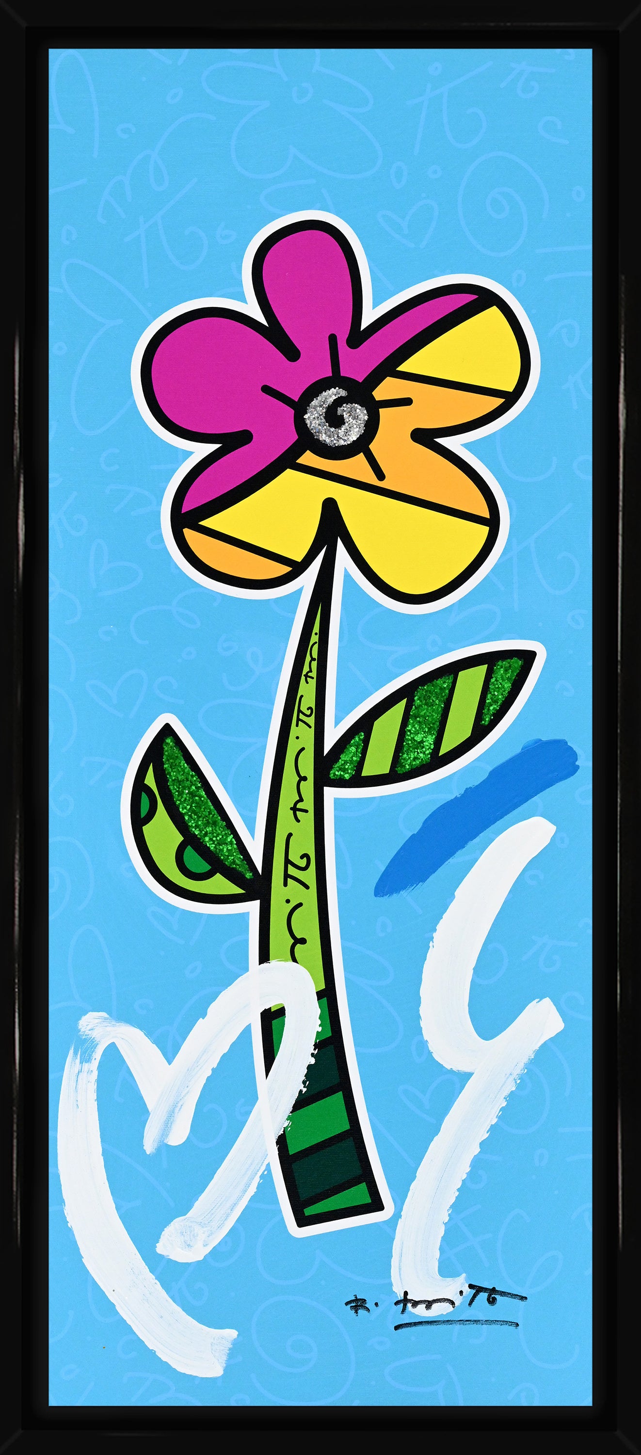 BLUE HIBISCUS - Mixed Media Original