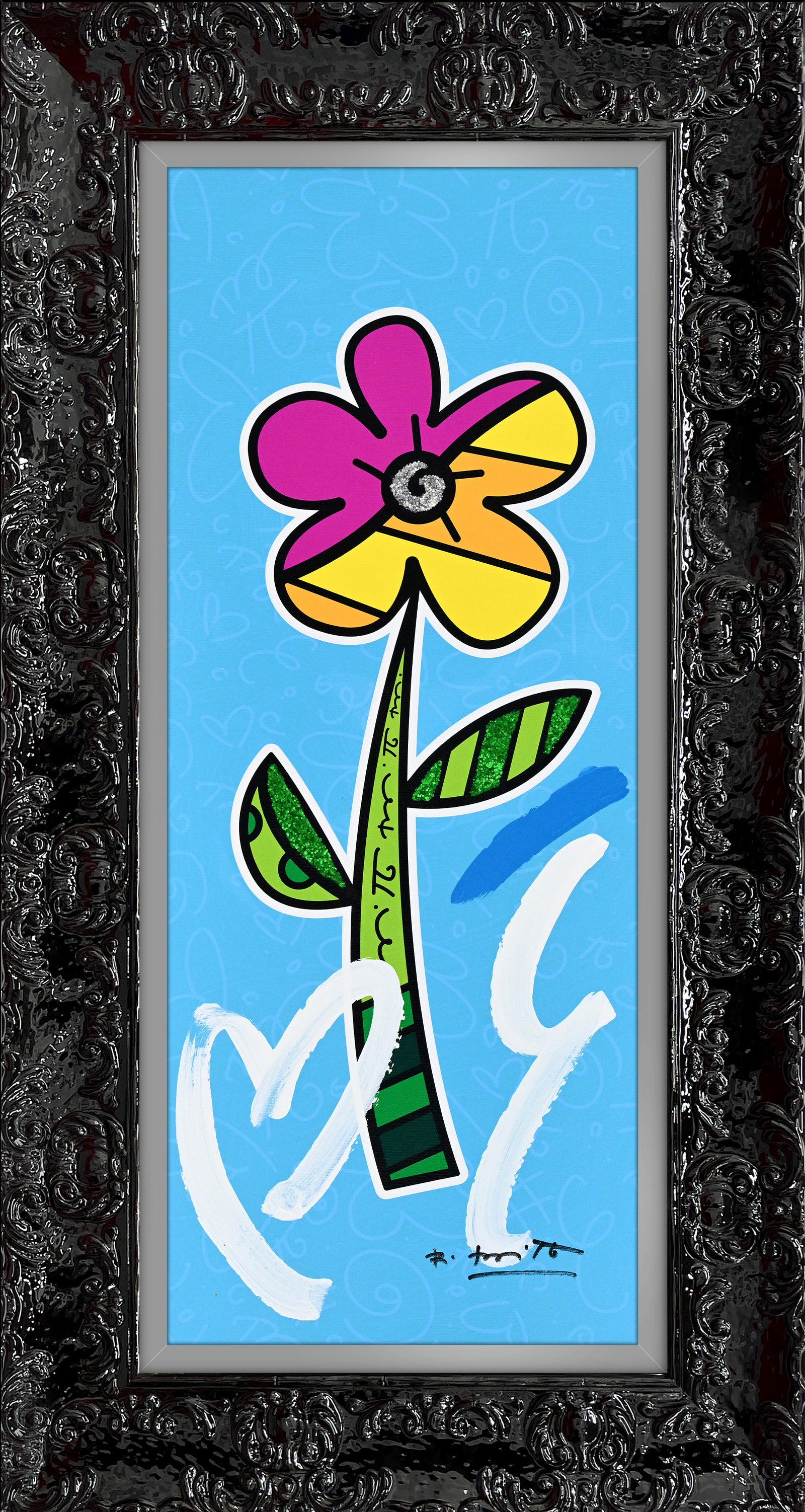 BLUE HIBISCUS - Mixed Media Original