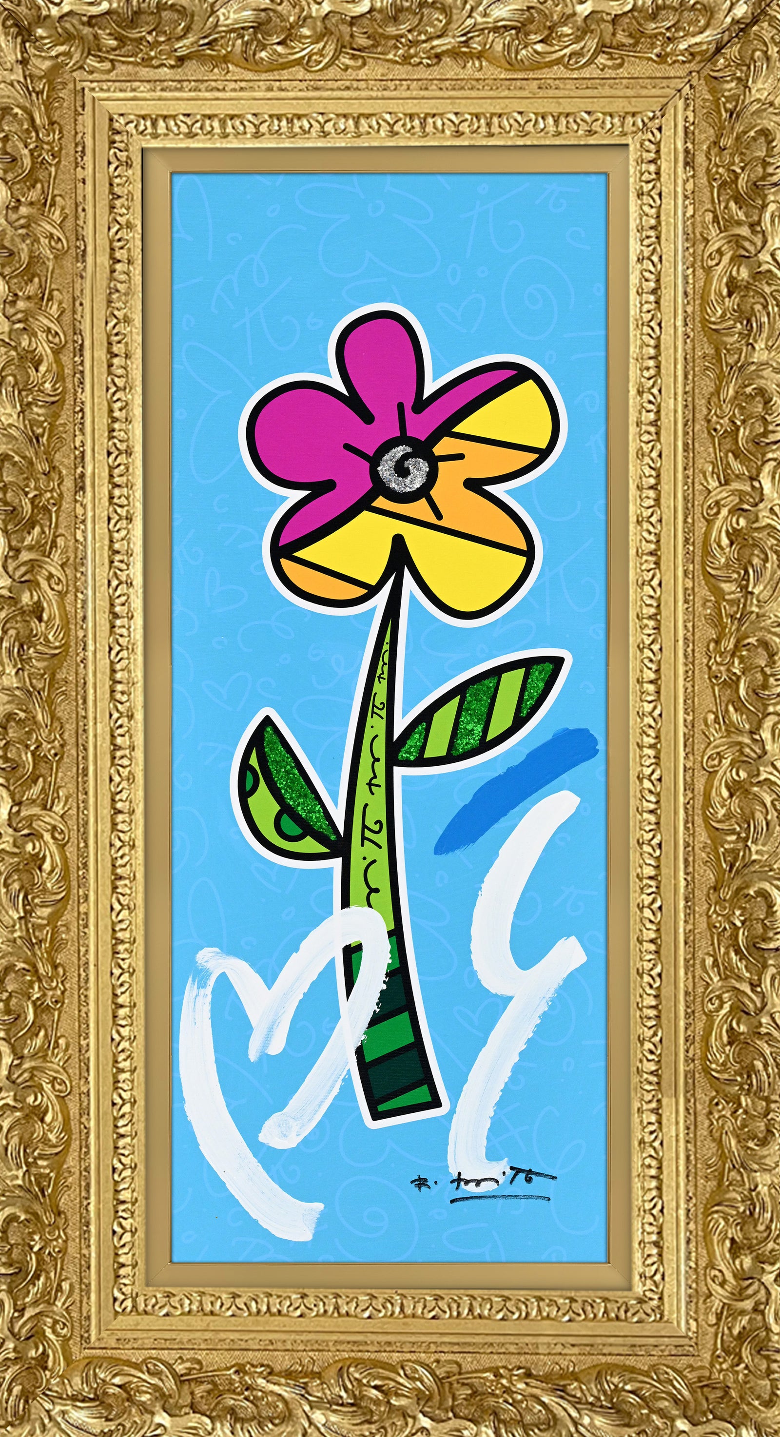 BLUE HIBISCUS - Mixed Media Original