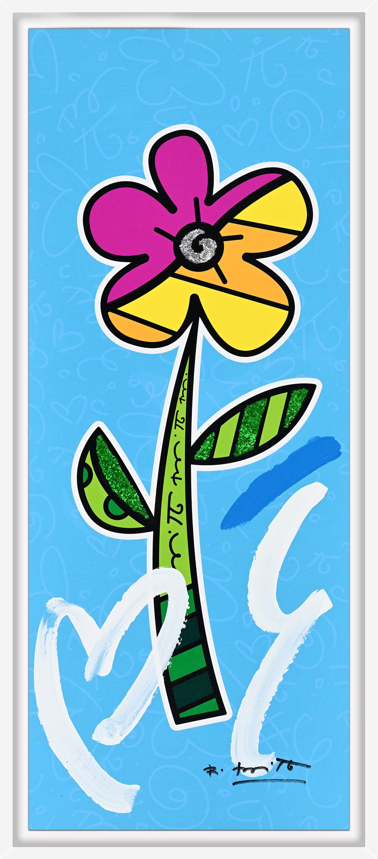 BLUE HIBISCUS - Mixed Media Original