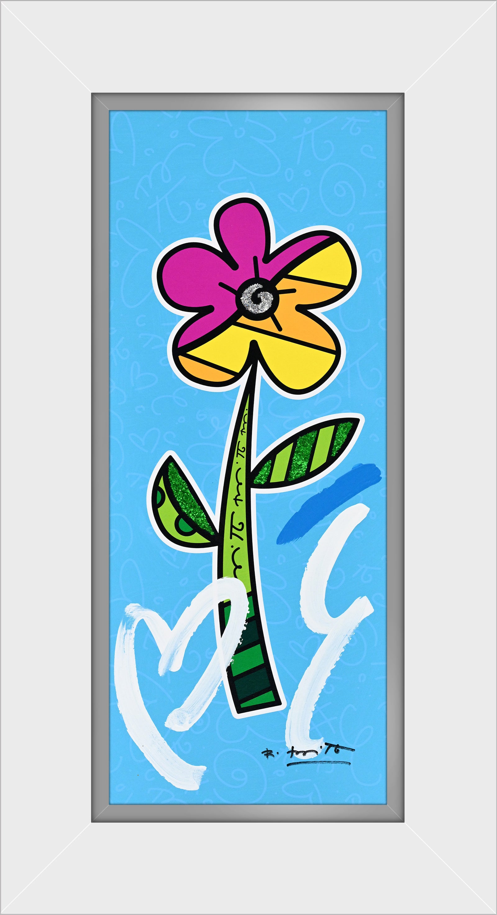 BLUE HIBISCUS - Mixed Media Original