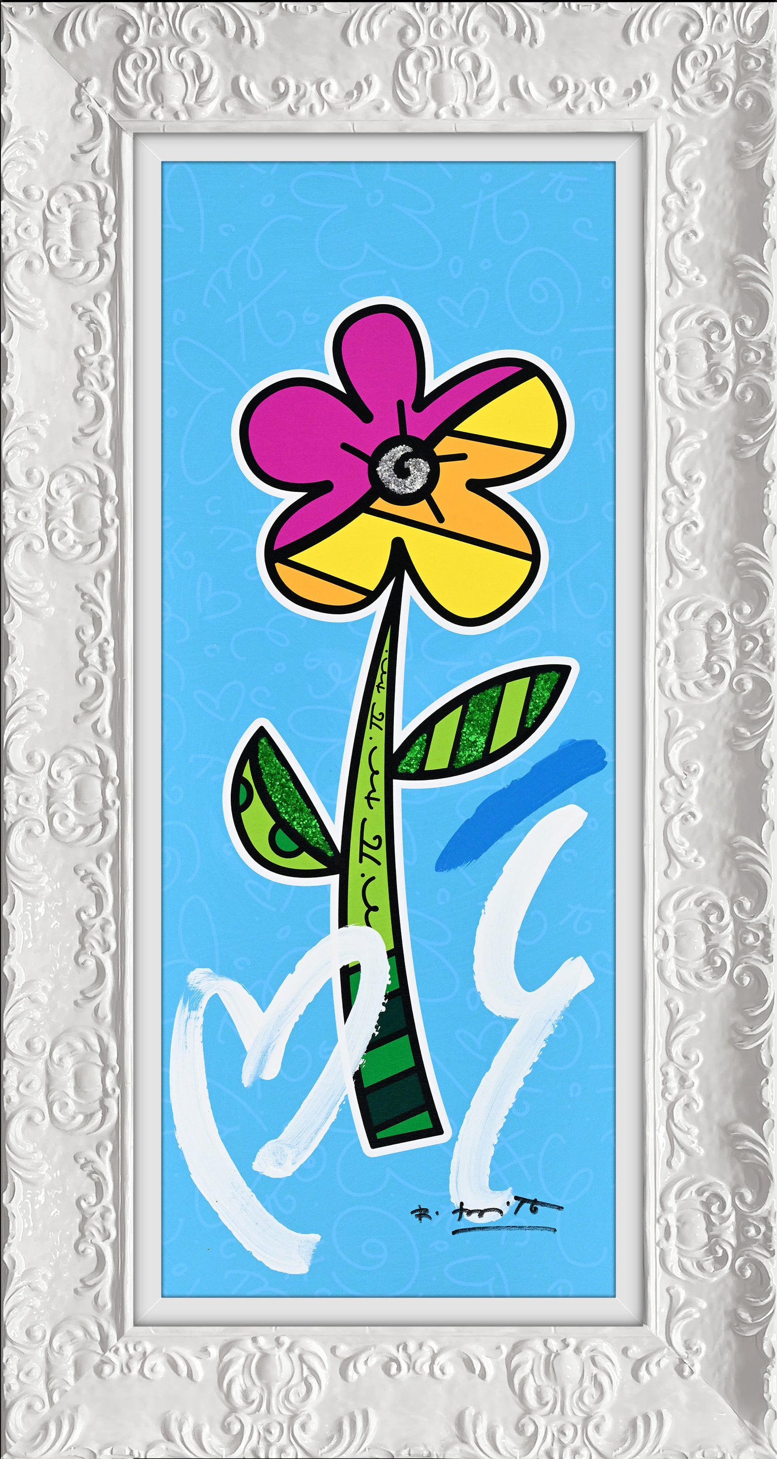 BLUE HIBISCUS - Mixed Media Original