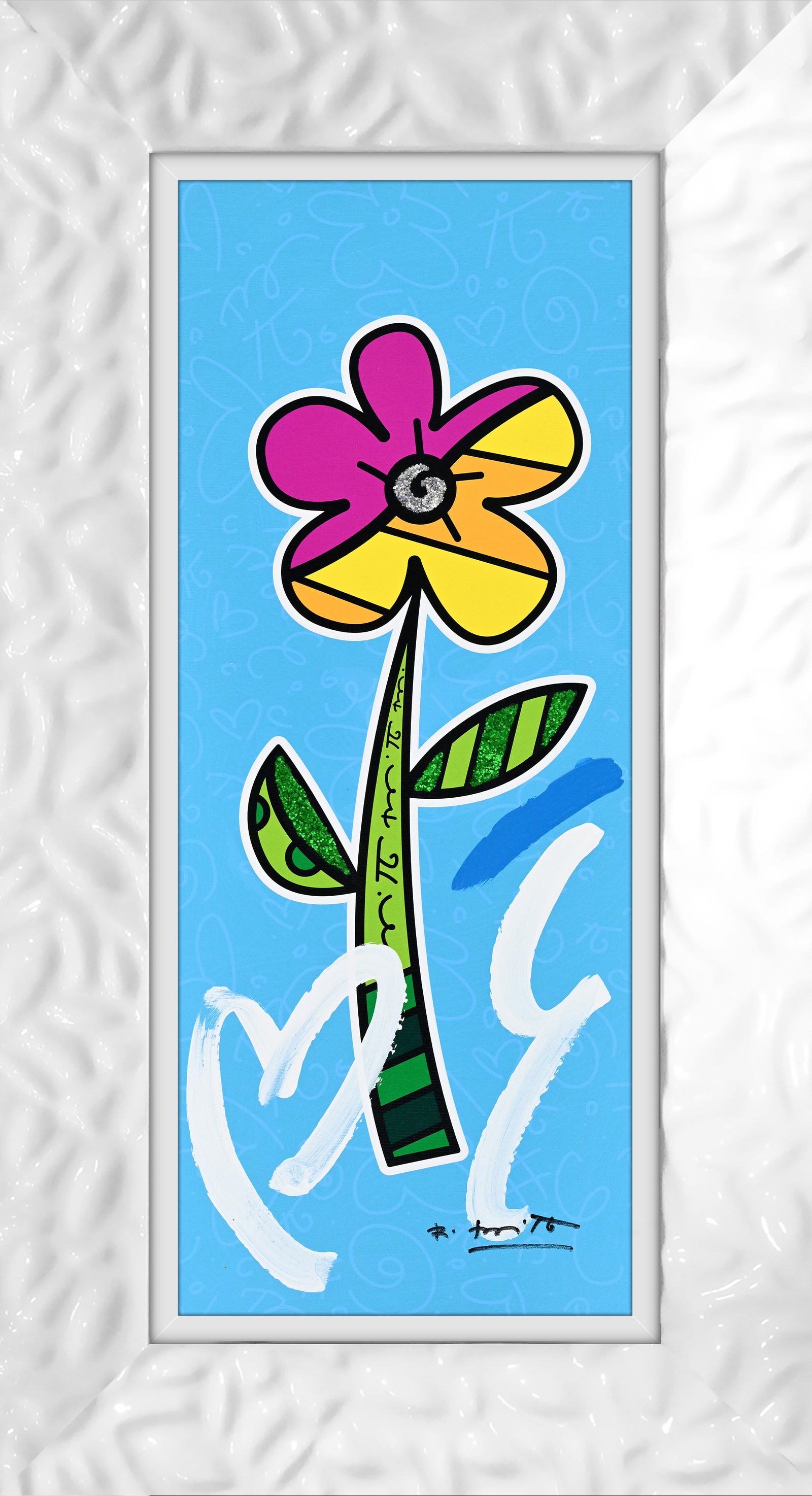 BLUE HIBISCUS - Mixed Media Original