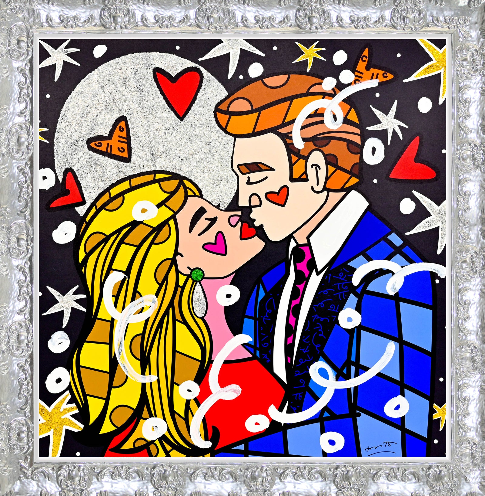 moonstruck mixed media original artistic colorful design collectible