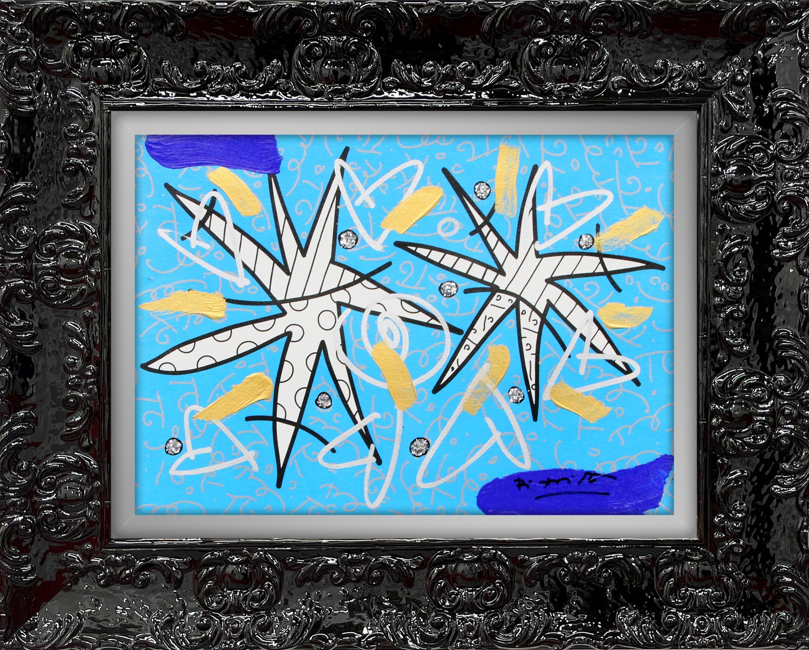 NIGHT STARS BLUE - Mixed Media Original
