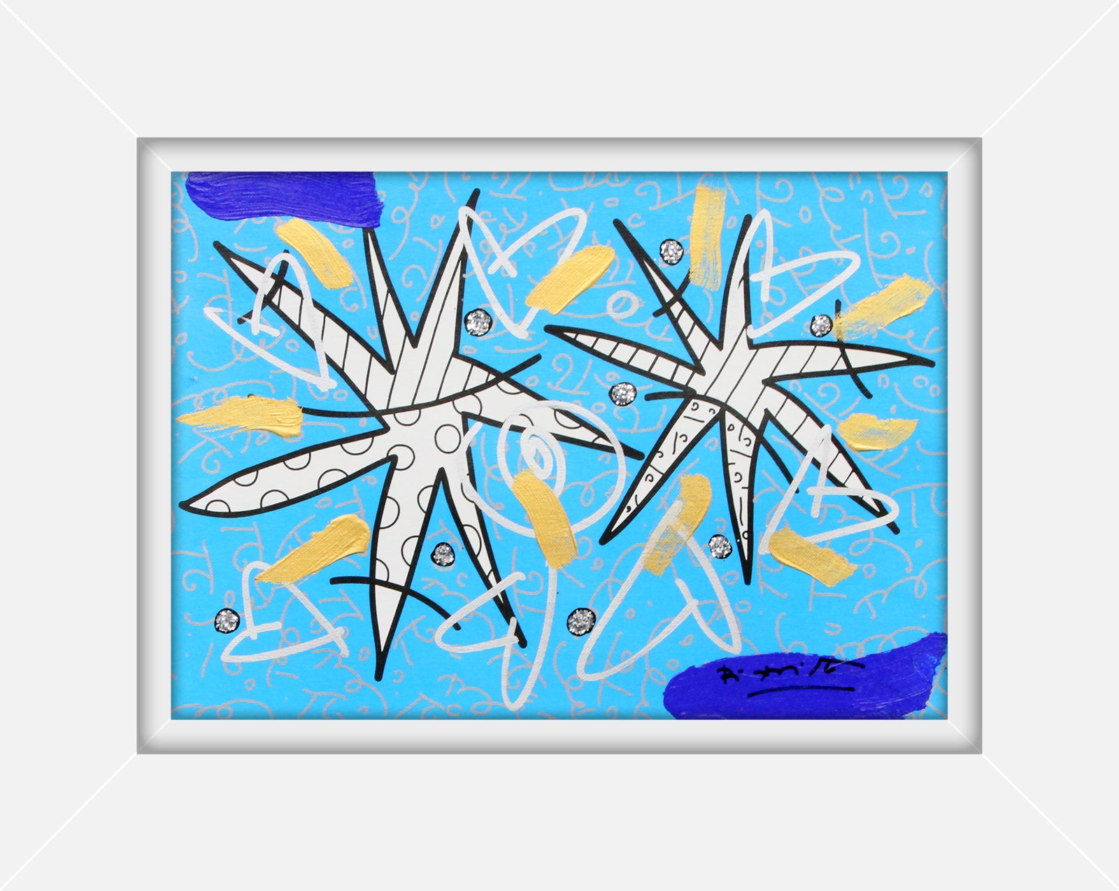 NIGHT STARS BLUE - Mixed Media Original