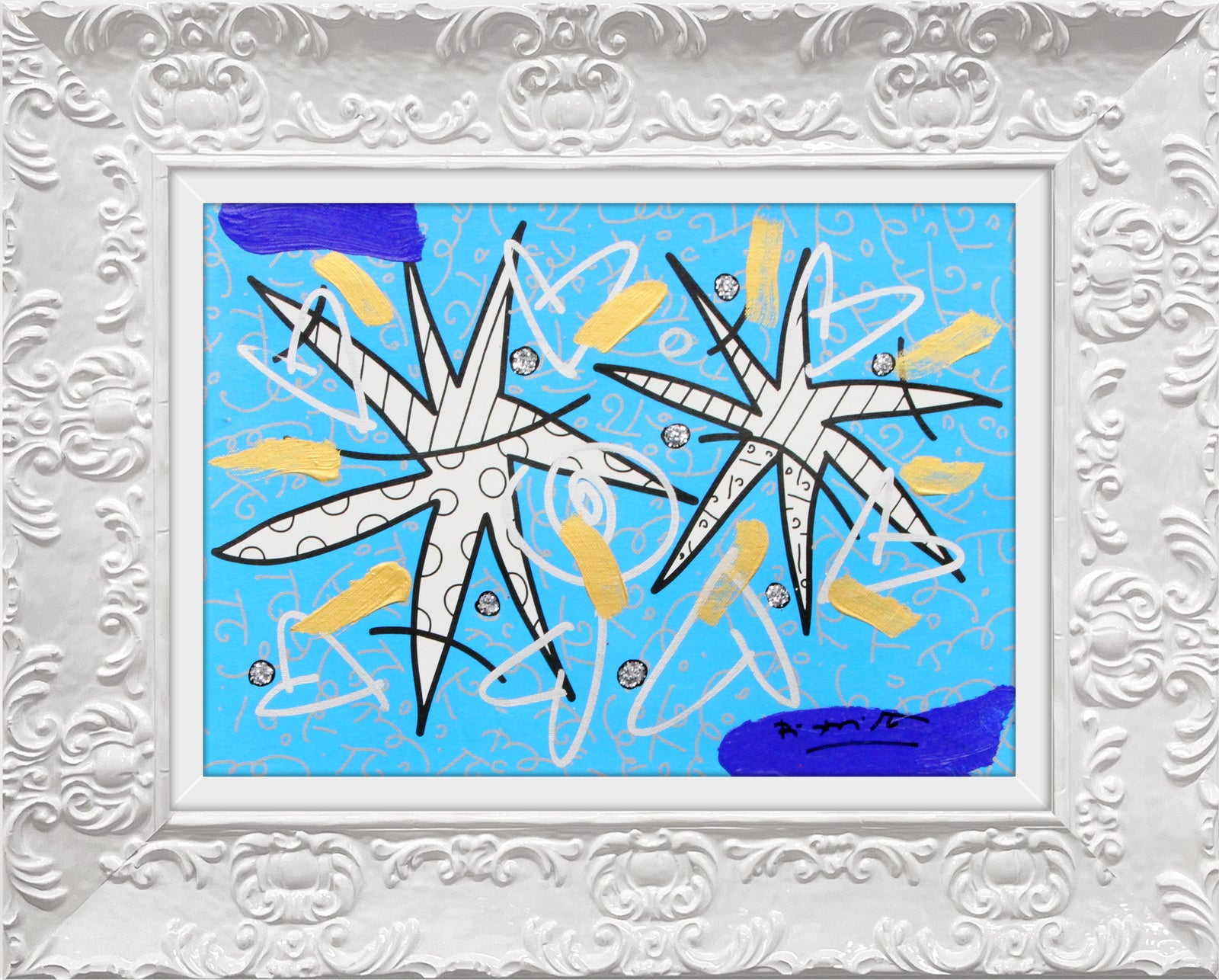 NIGHT STARS BLUE - Mixed Media Original