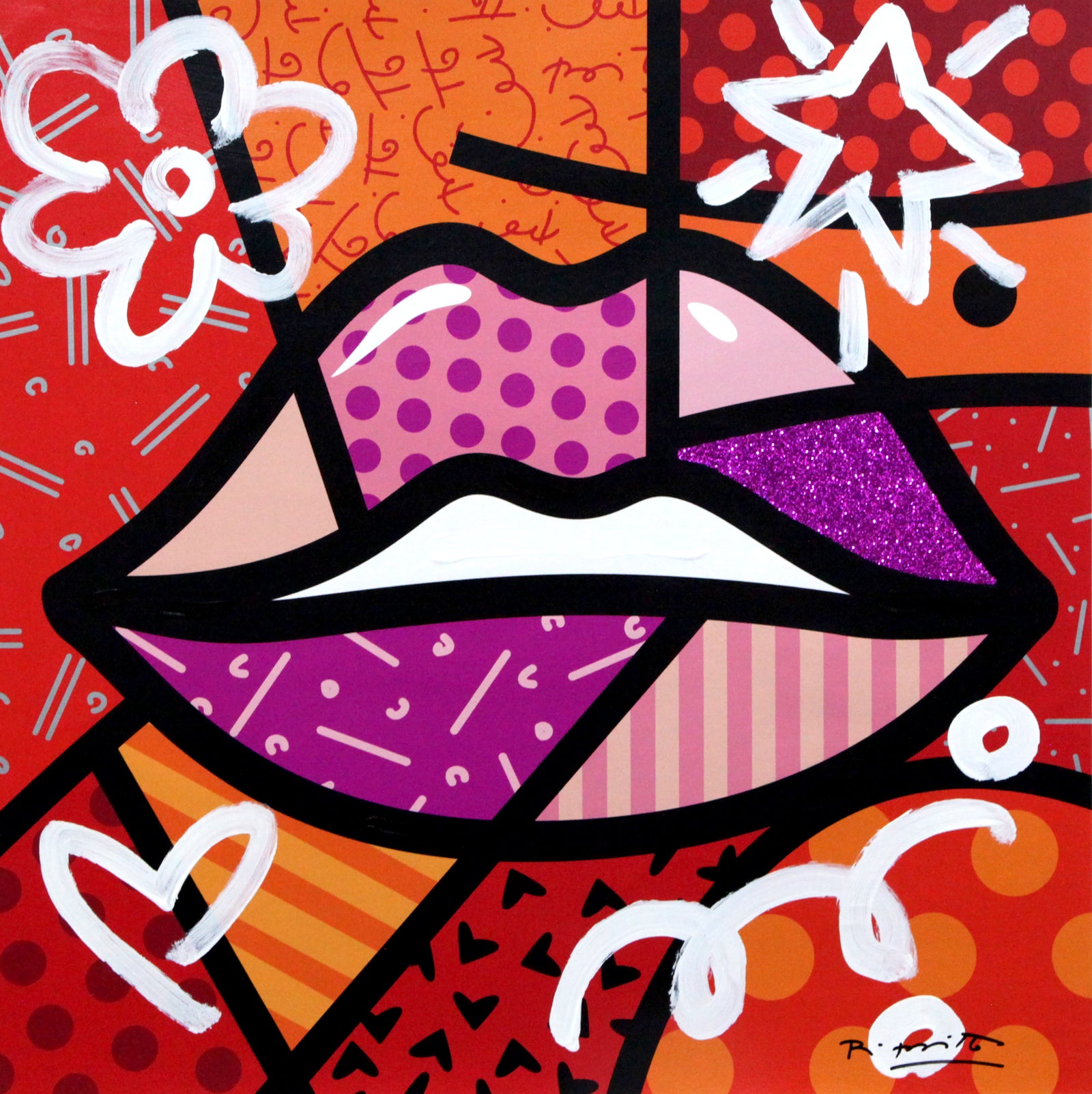 Romero Britto delicious mixed media original colorful pop art design