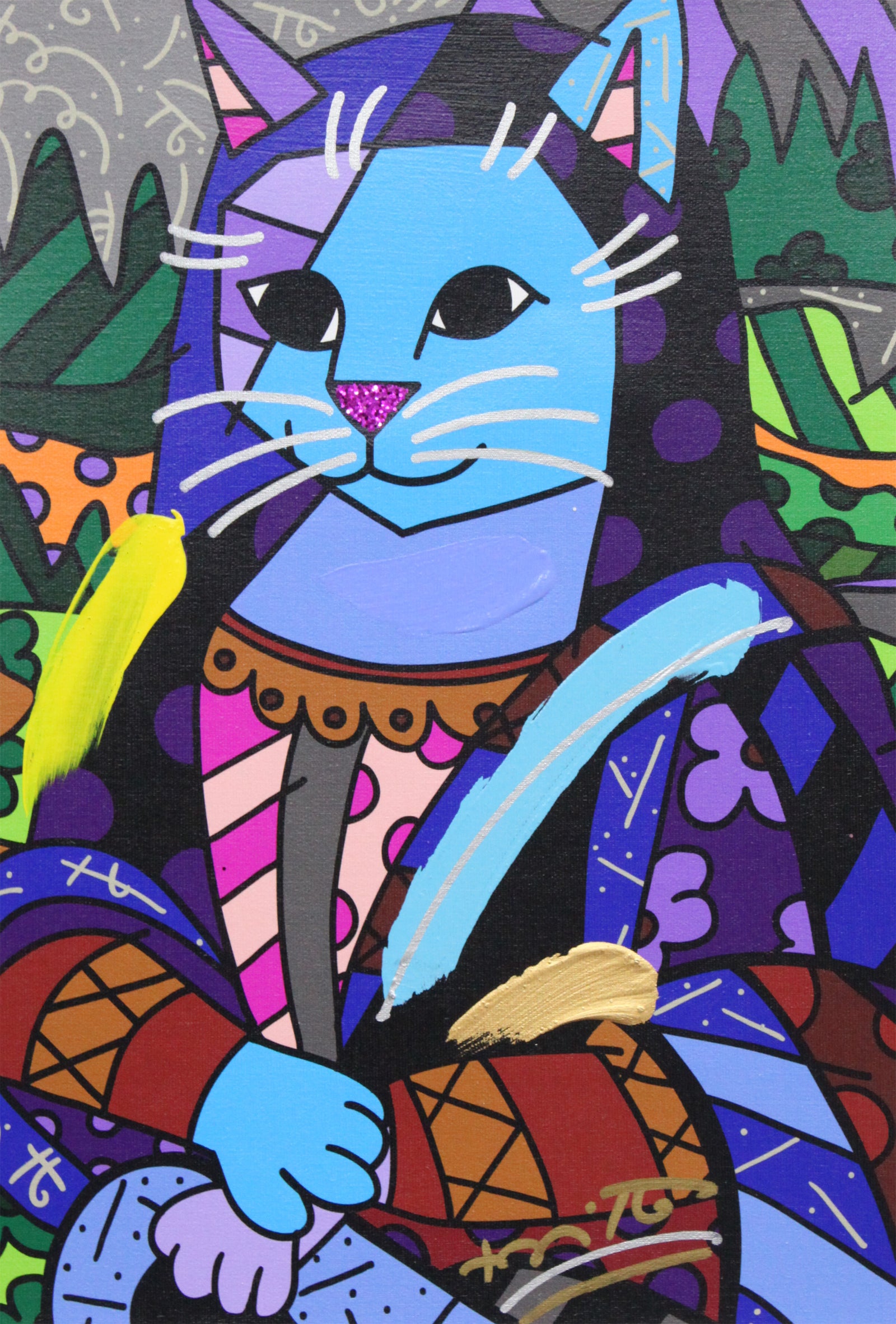NEW MONA CAT - Mixed Media Original