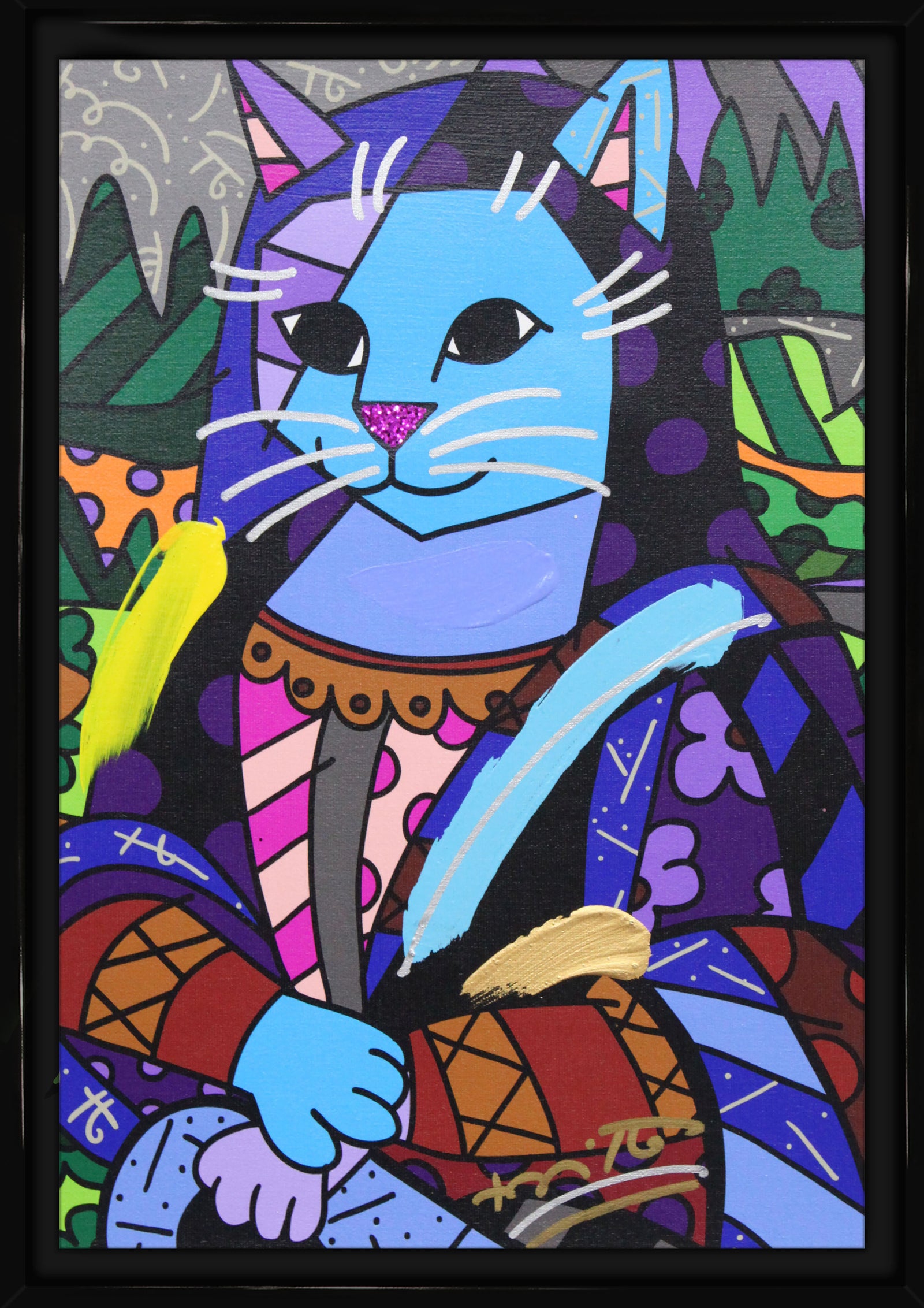 NEW MONA CAT - Mixed Media Original