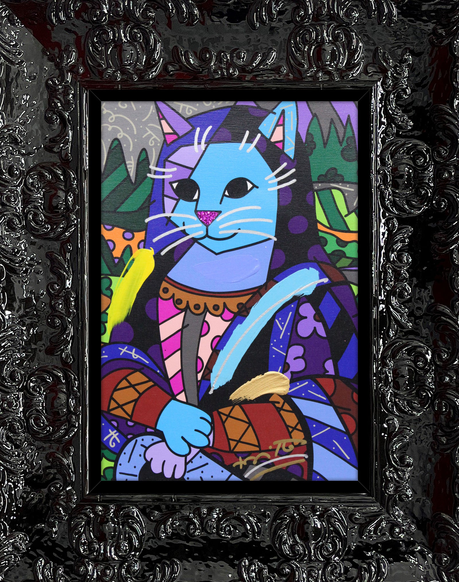 NEW MONA CAT - Mixed Media Original