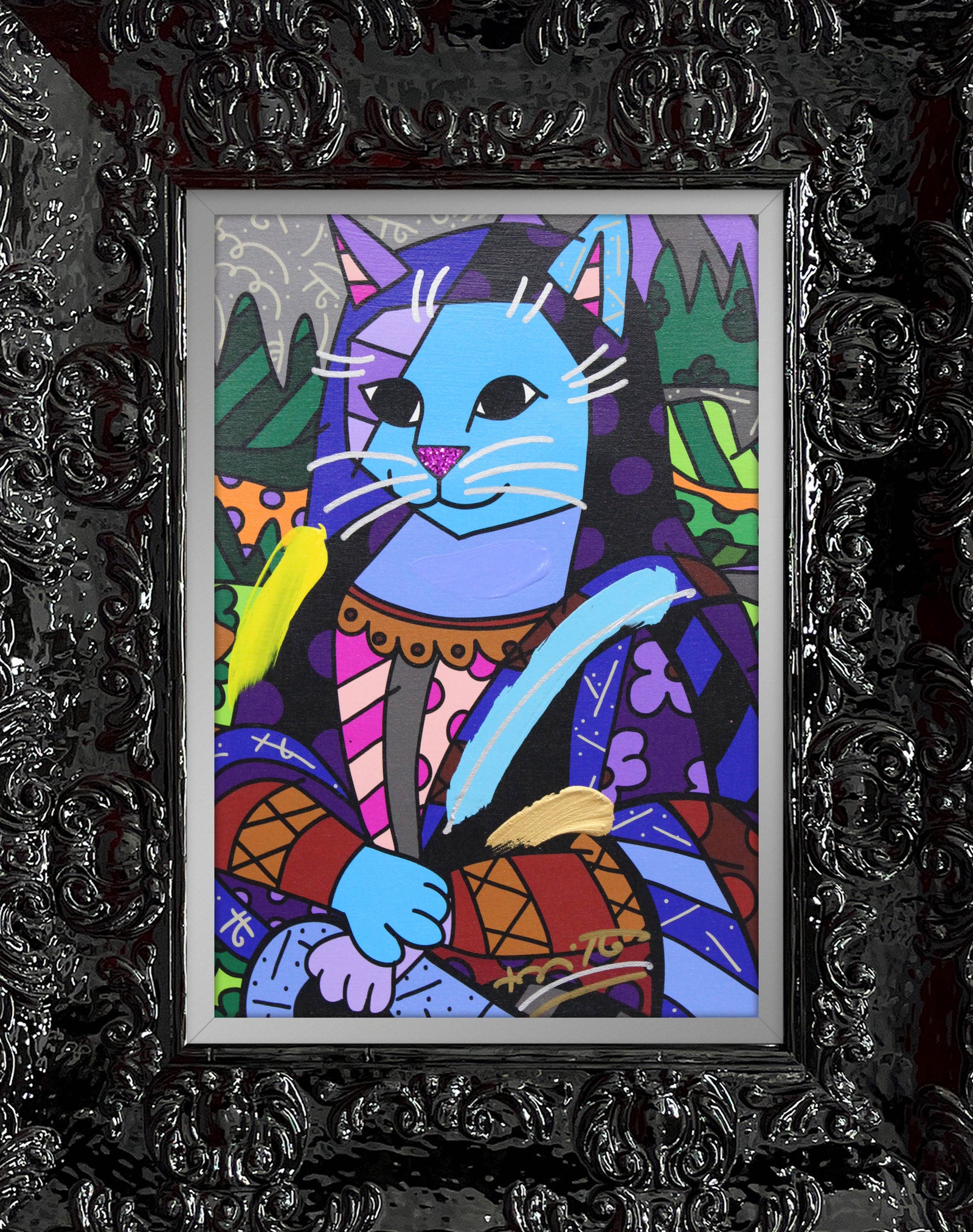 NEW MONA CAT - Mixed Media Original