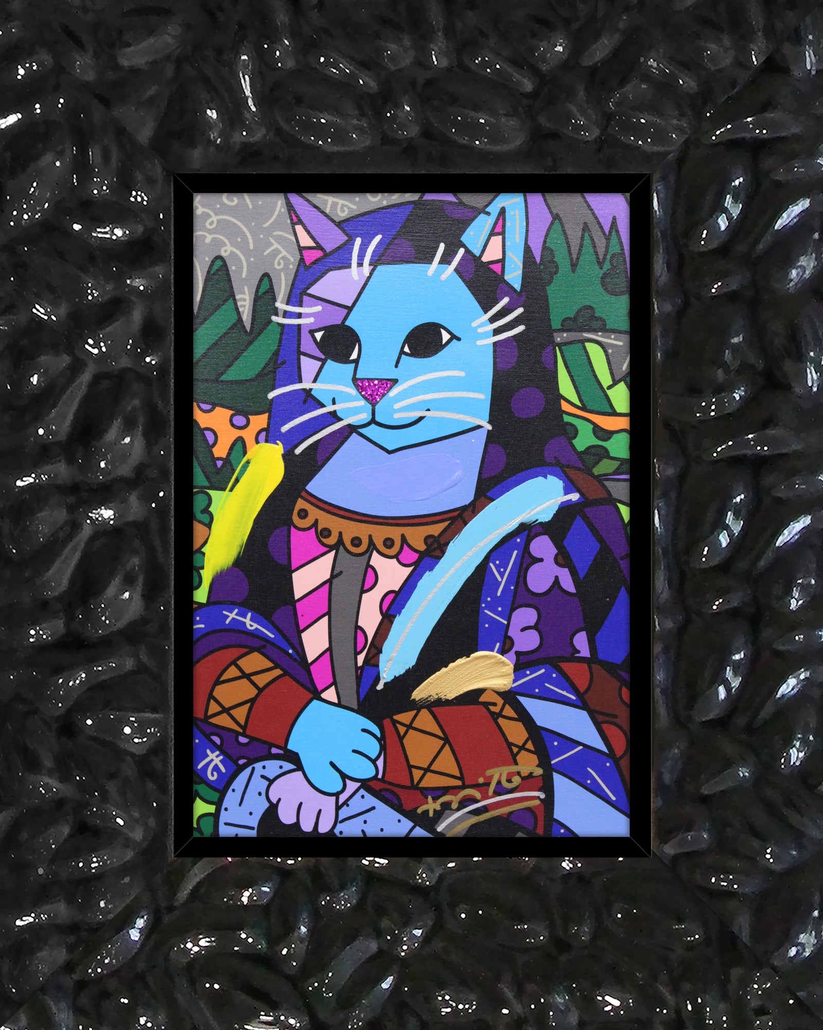 NEW MONA CAT - Mixed Media Original