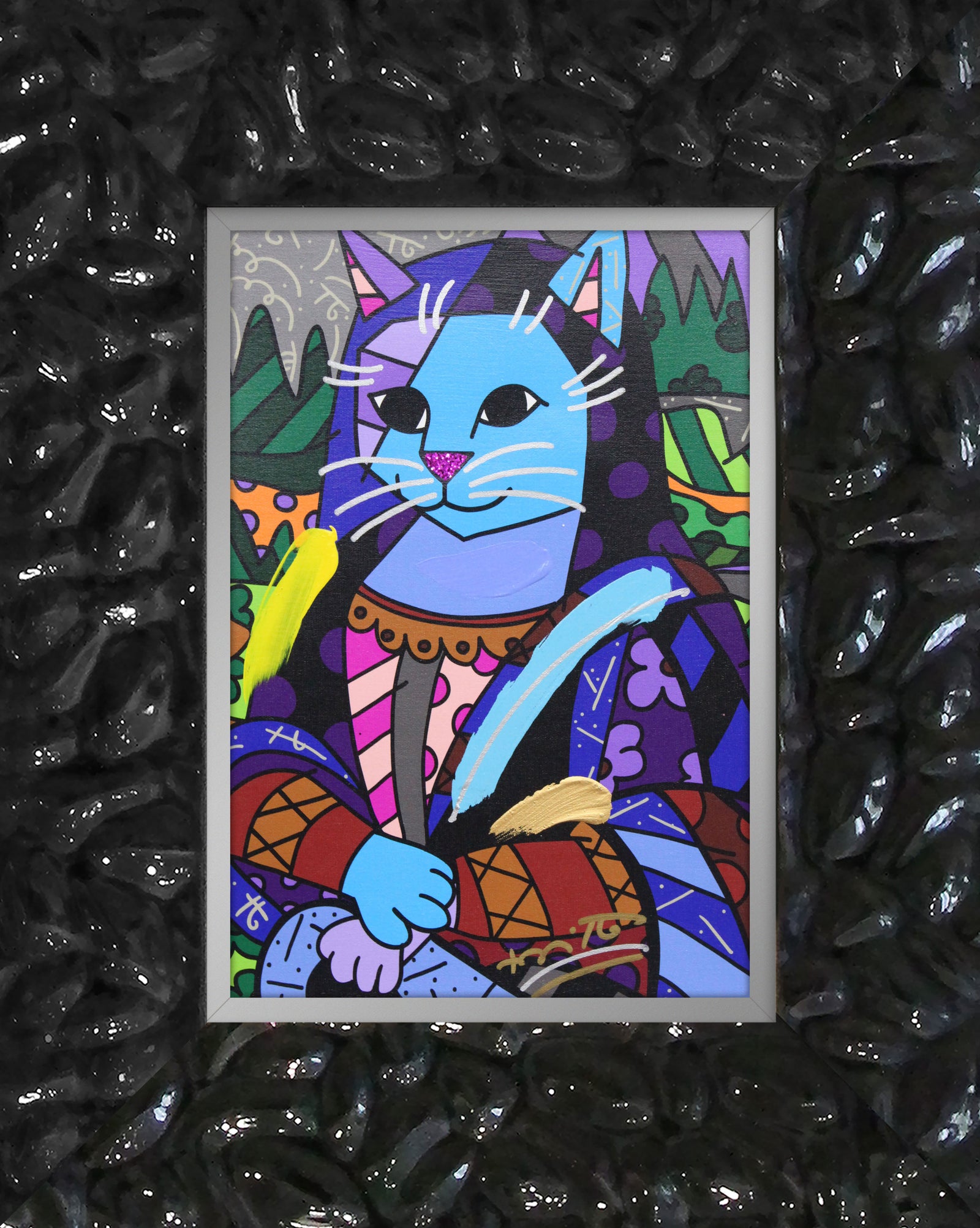 NEW MONA CAT - Mixed Media Original