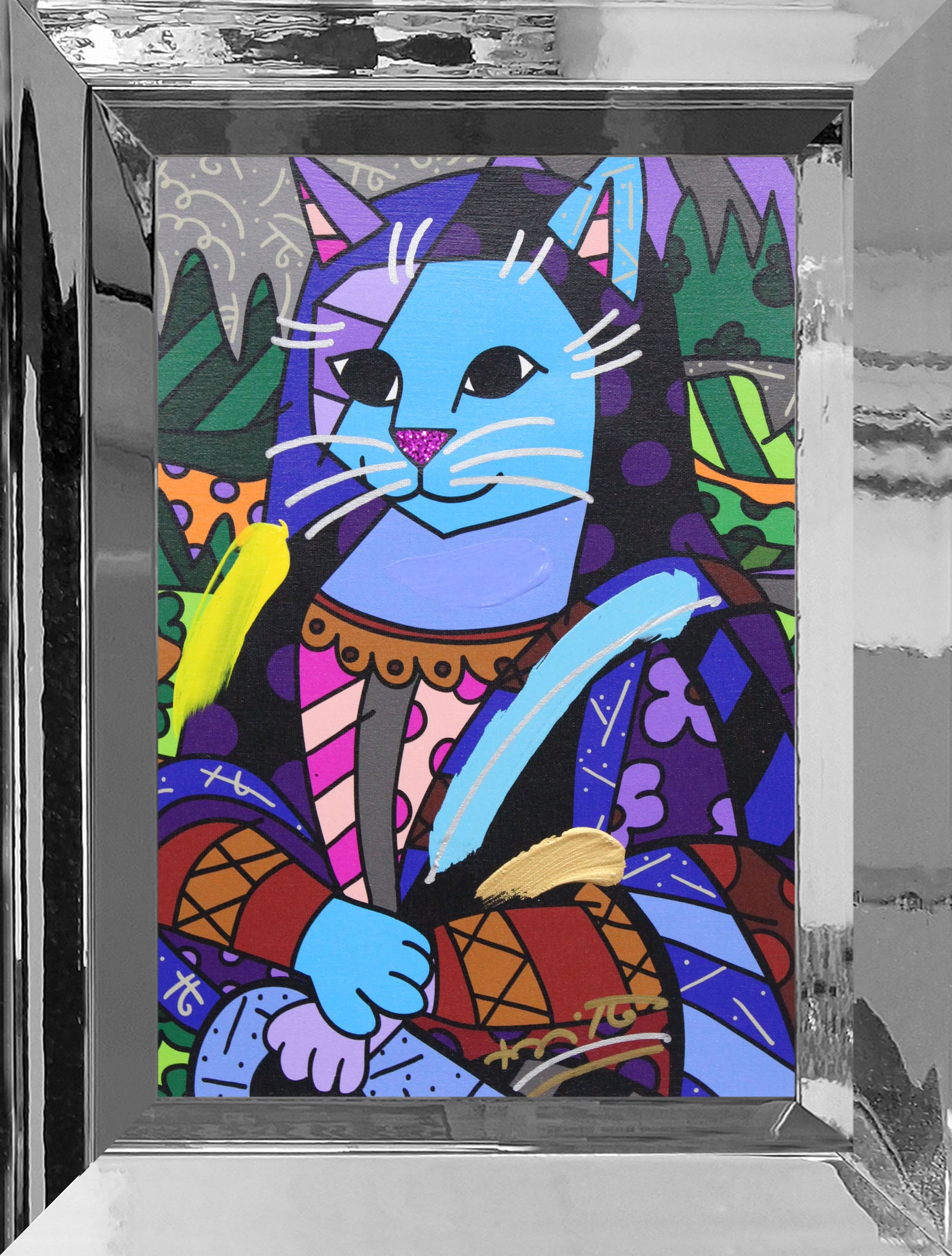 NEW MONA CAT - Mixed Media Original