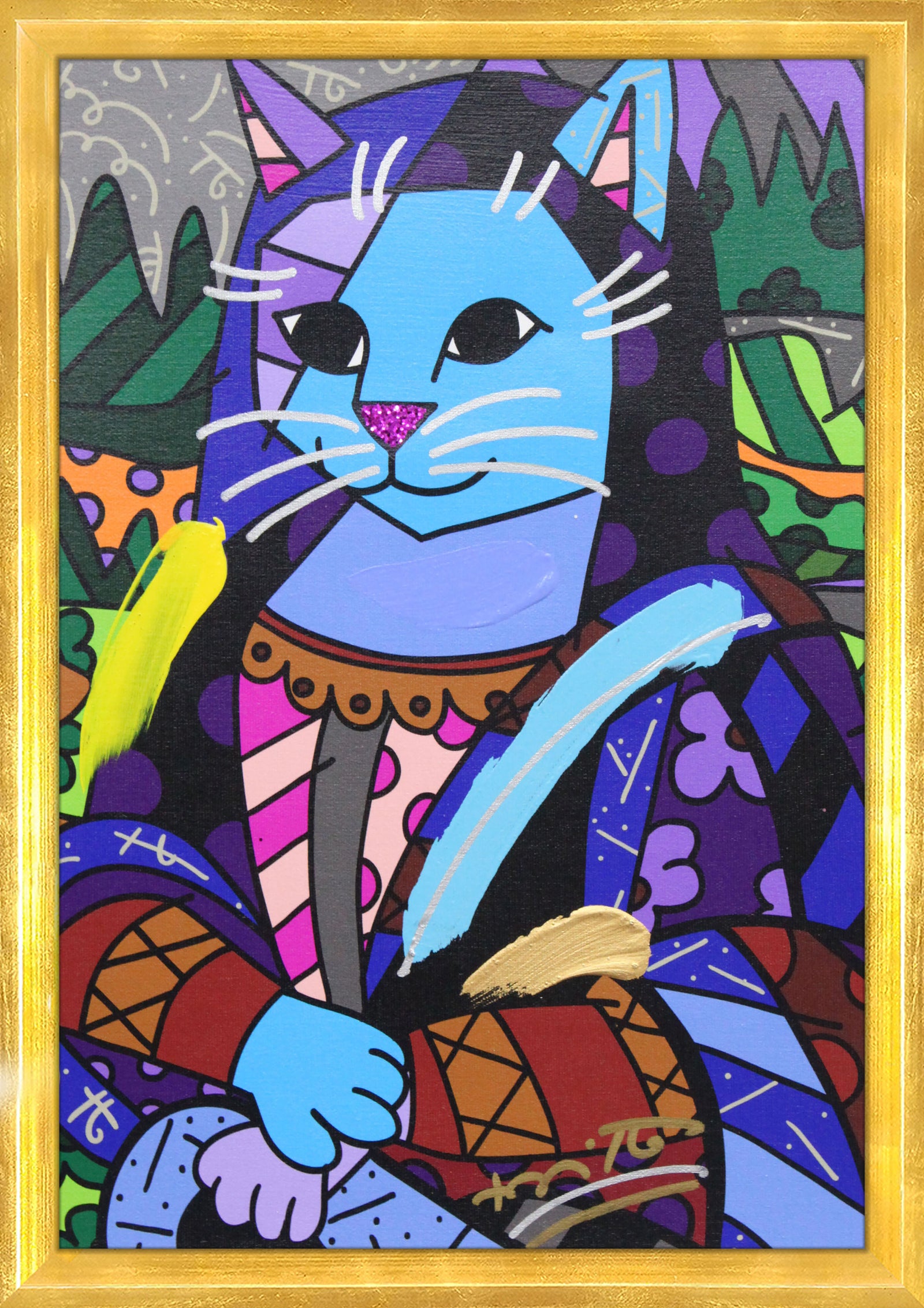 NEW MONA CAT - Mixed Media Original