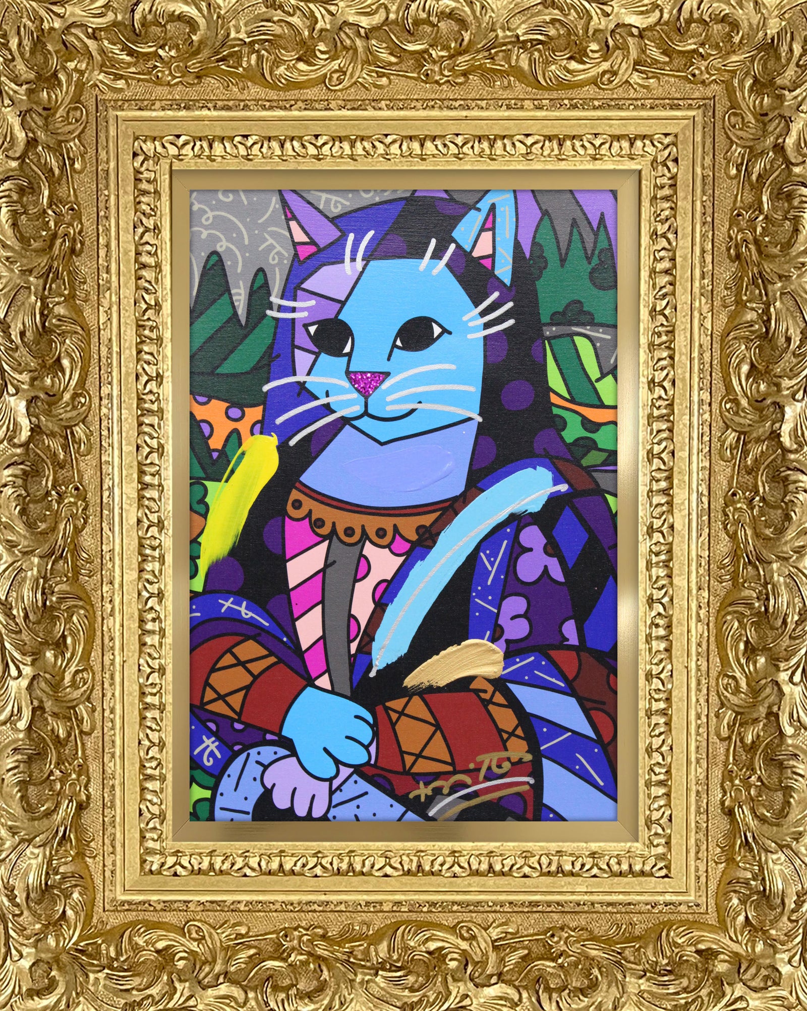 NEW MONA CAT - Mixed Media Original