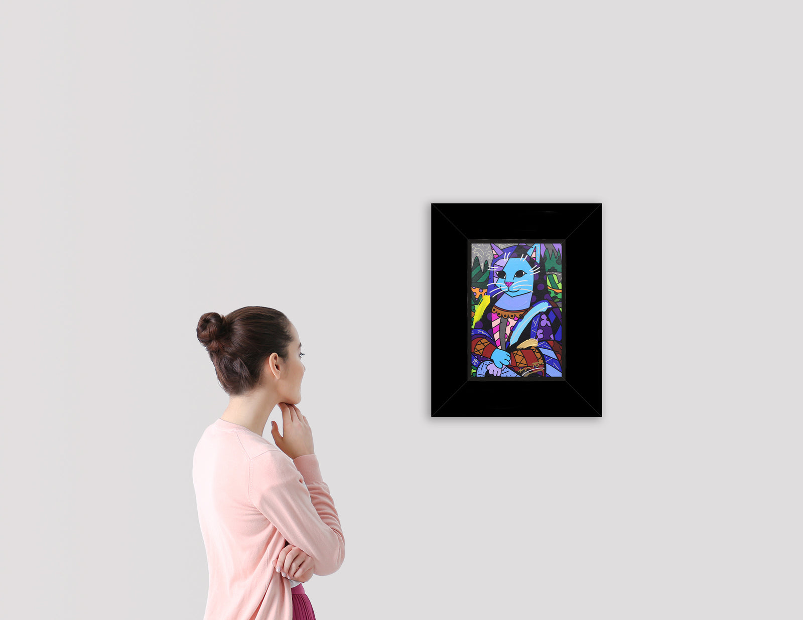 NEW MONA CAT - Mixed Media Original