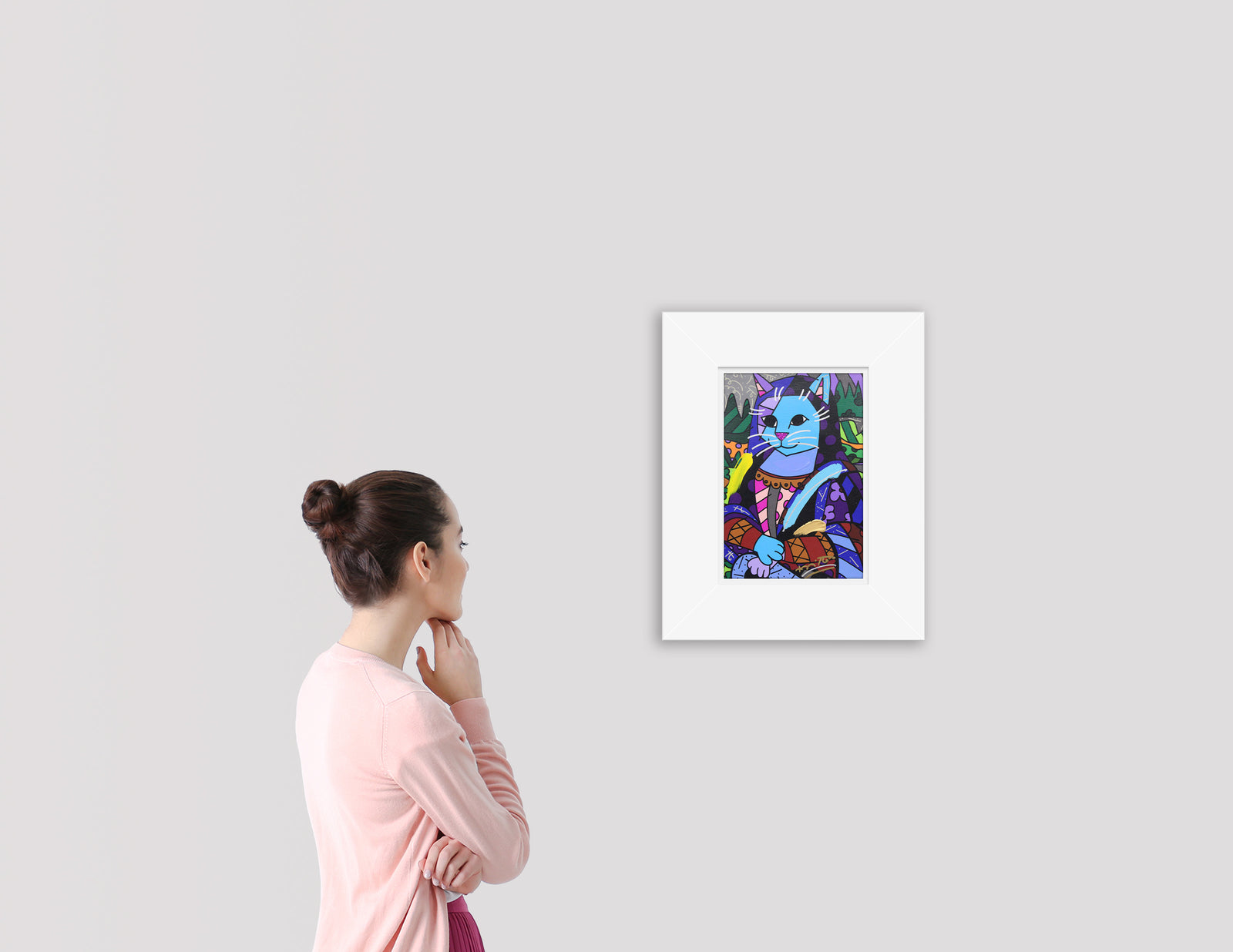 NEW MONA CAT - Mixed Media Original