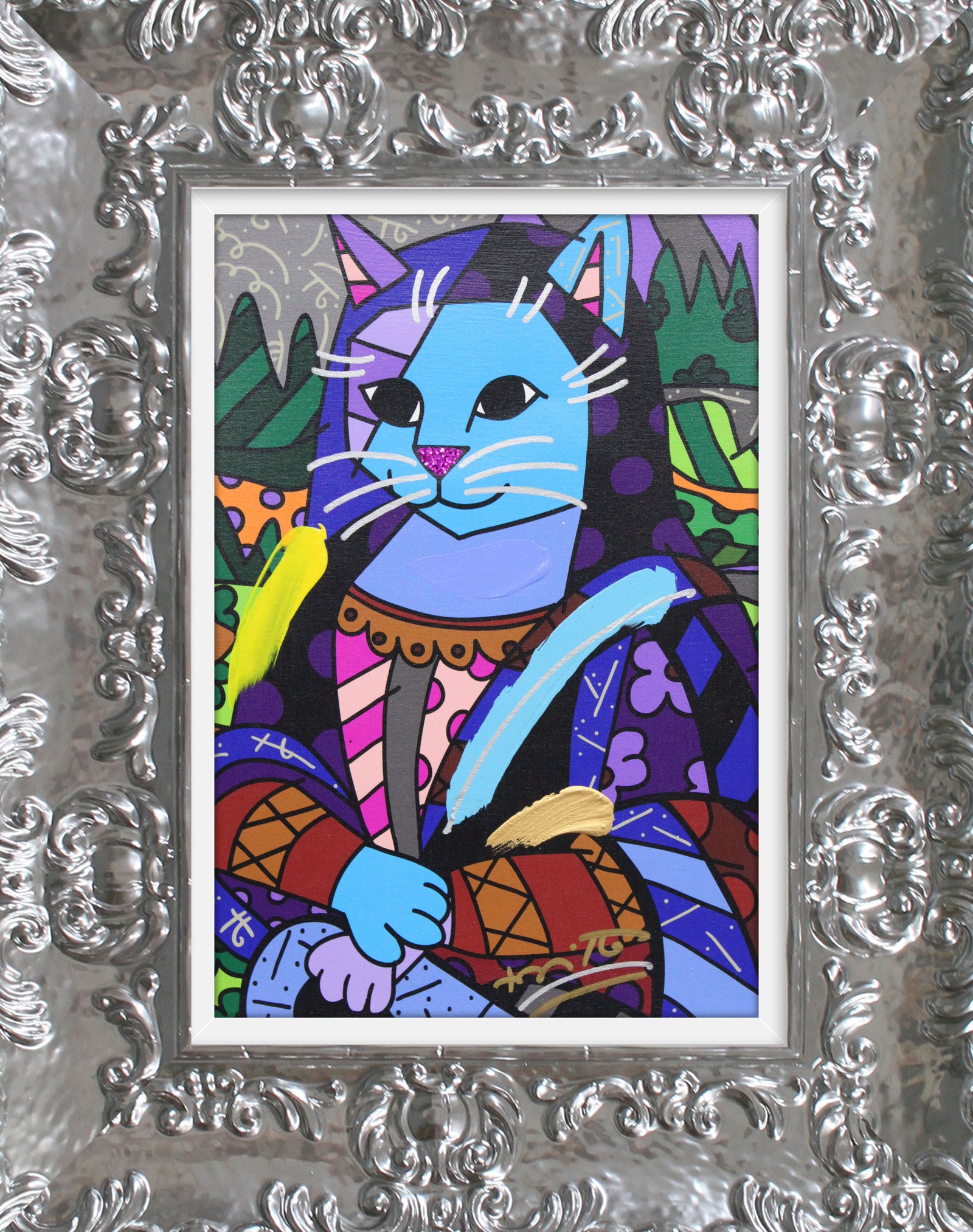 NEW MONA CAT - Mixed Media Original