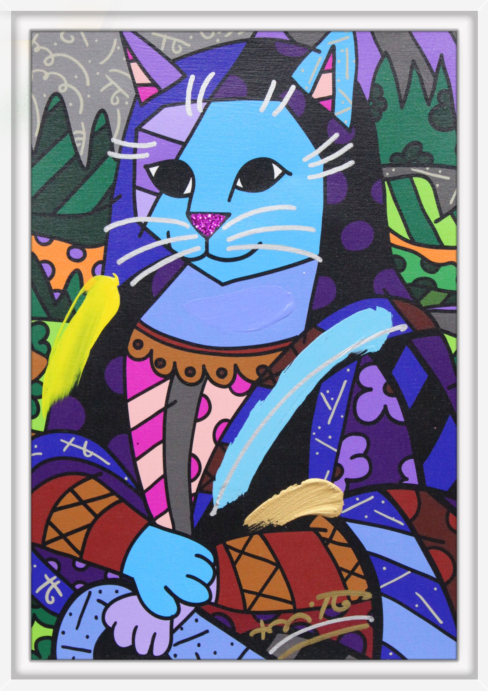 NEW MONA CAT - Mixed Media Original