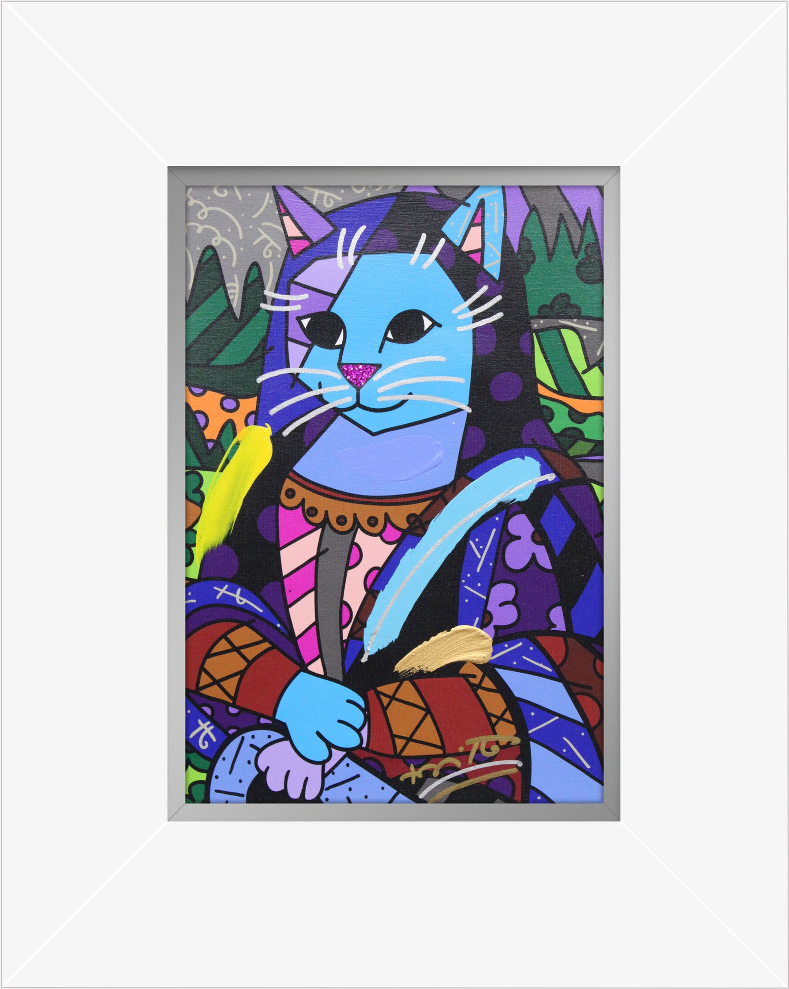 NEW MONA CAT - Mixed Media Original
