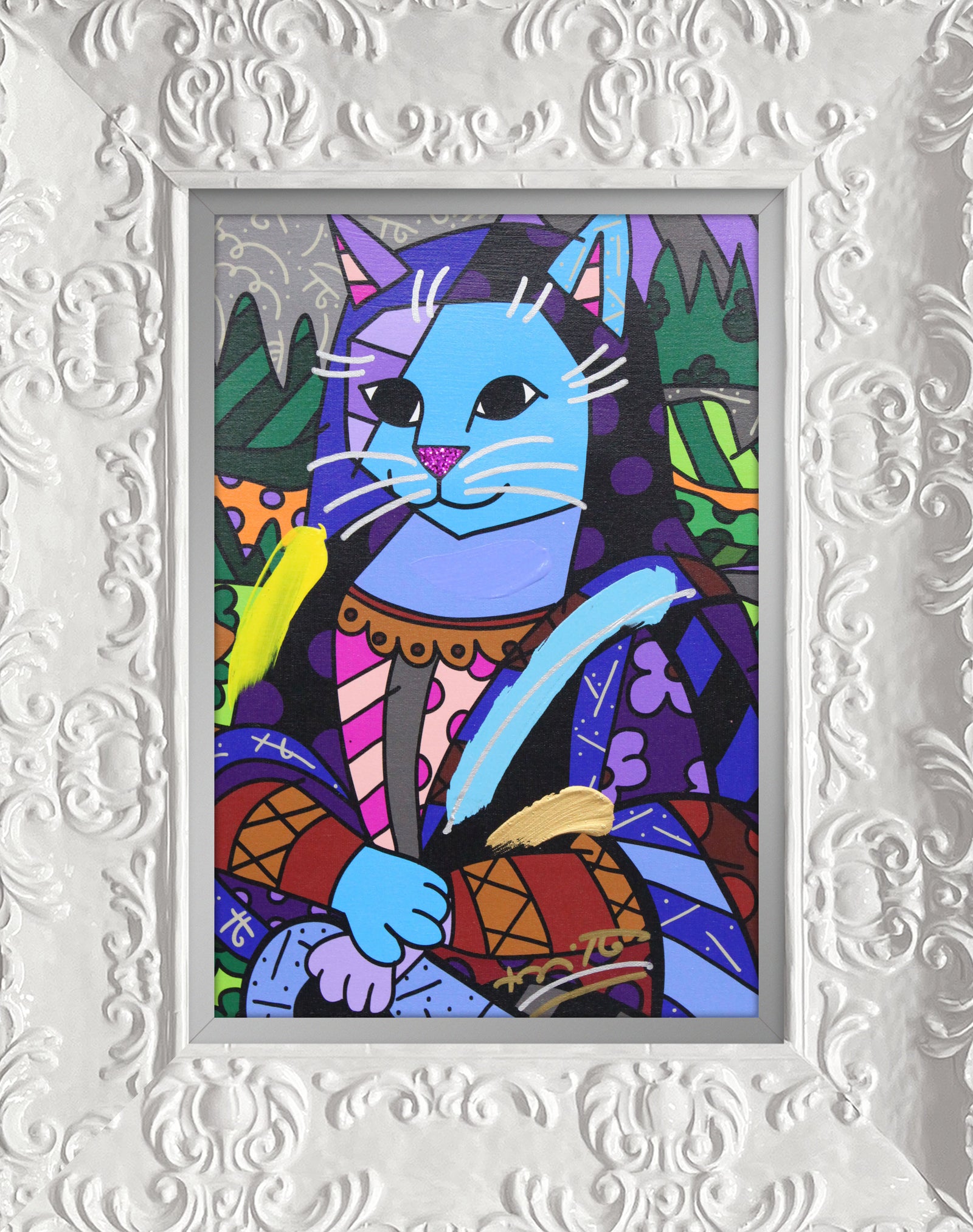 NEW MONA CAT - Mixed Media Original