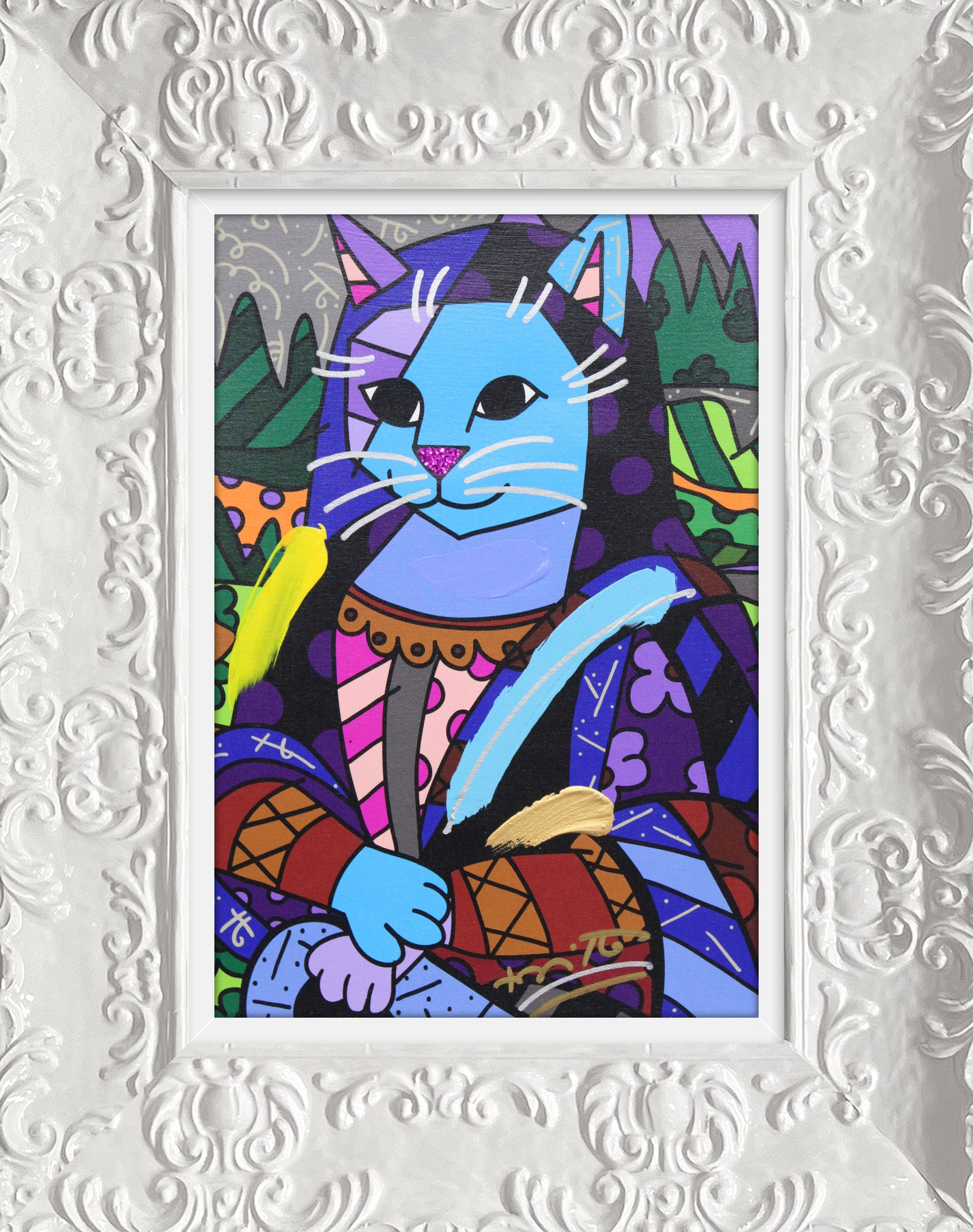 NEW MONA CAT - Mixed Media Original