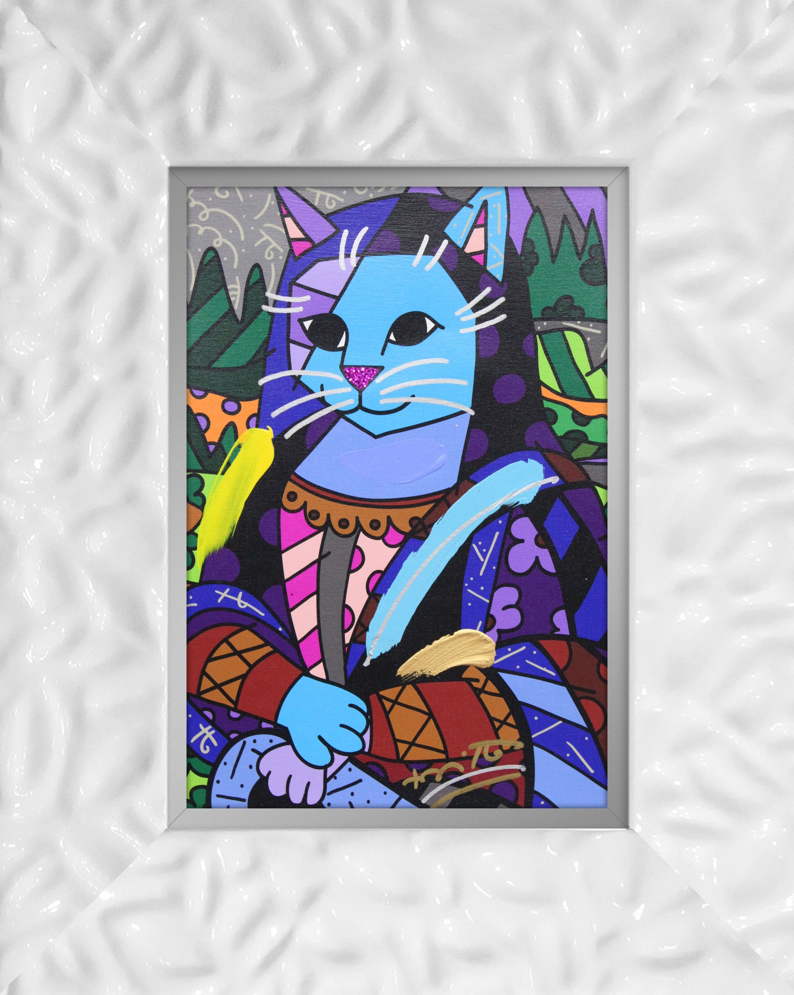 NEW MONA CAT - Mixed Media Original