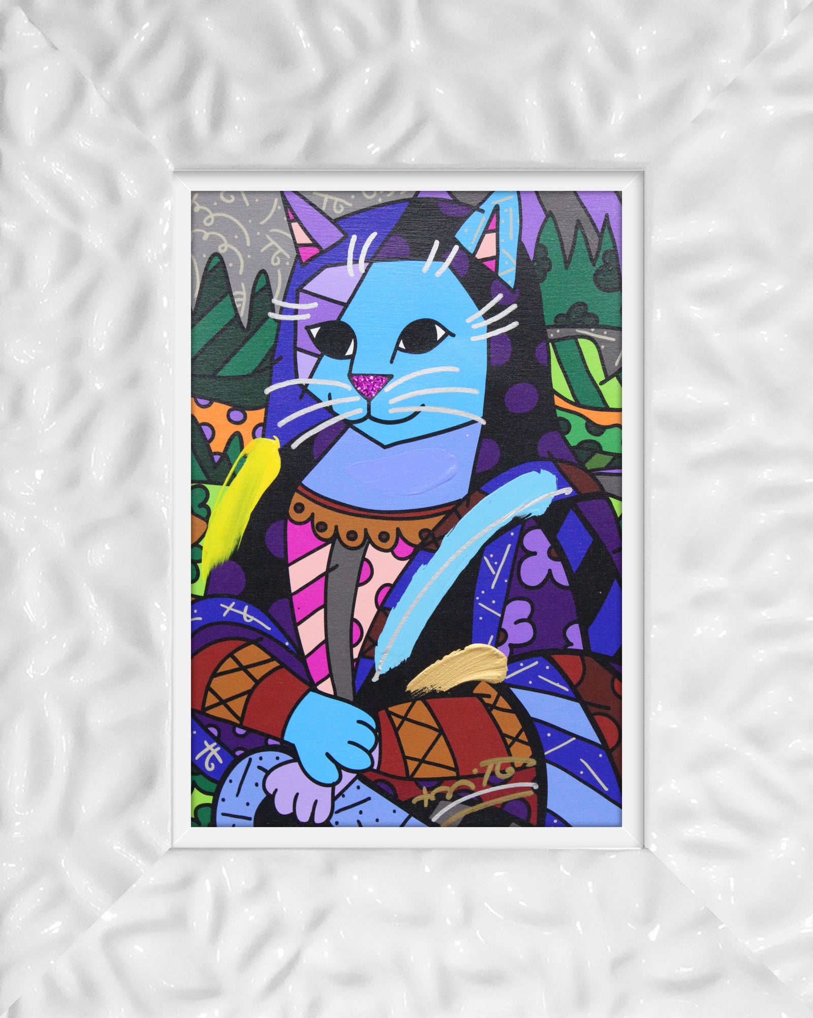 NEW MONA CAT - Mixed Media Original