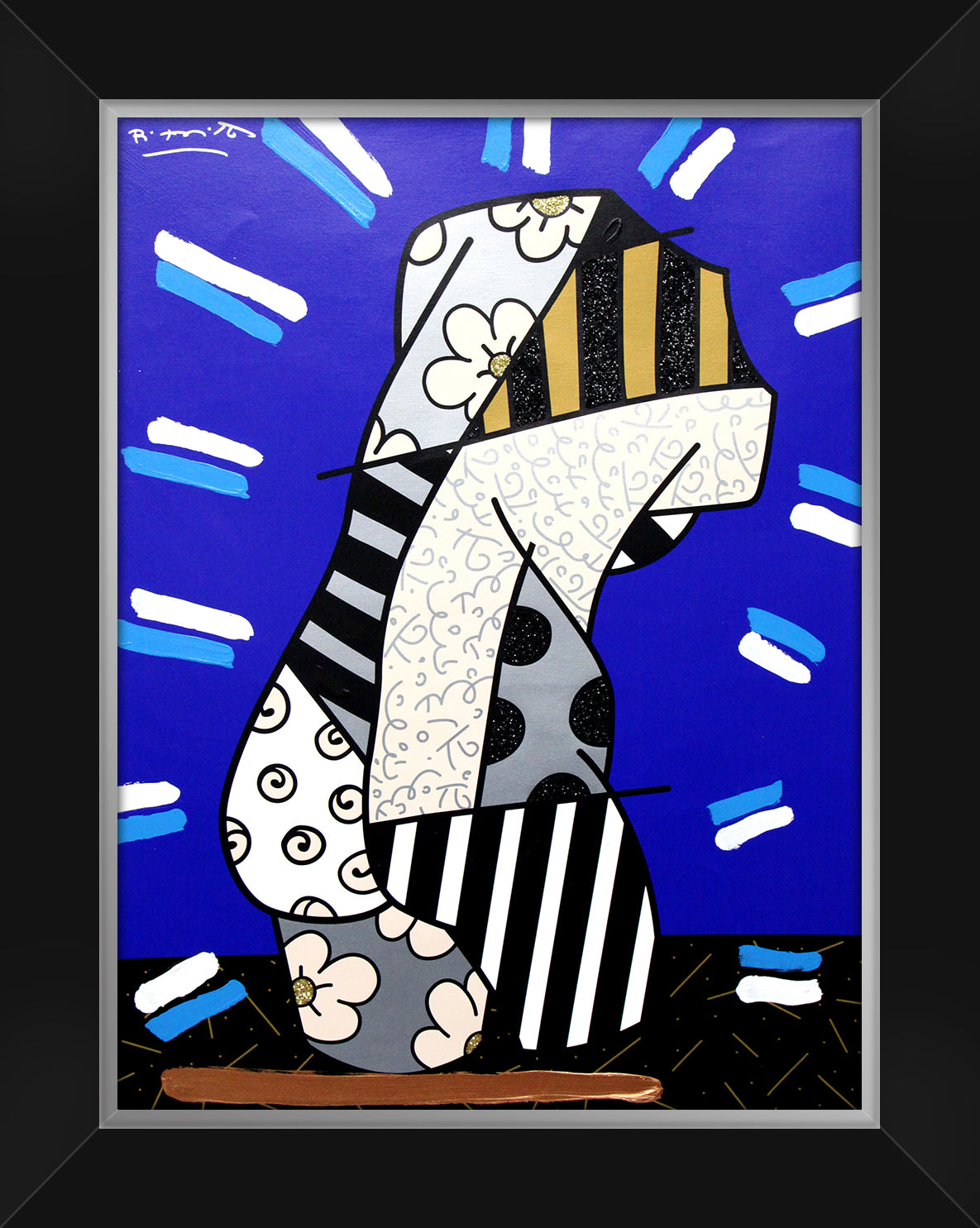 Romero Britto modern classic mixed media original colorful pop art design