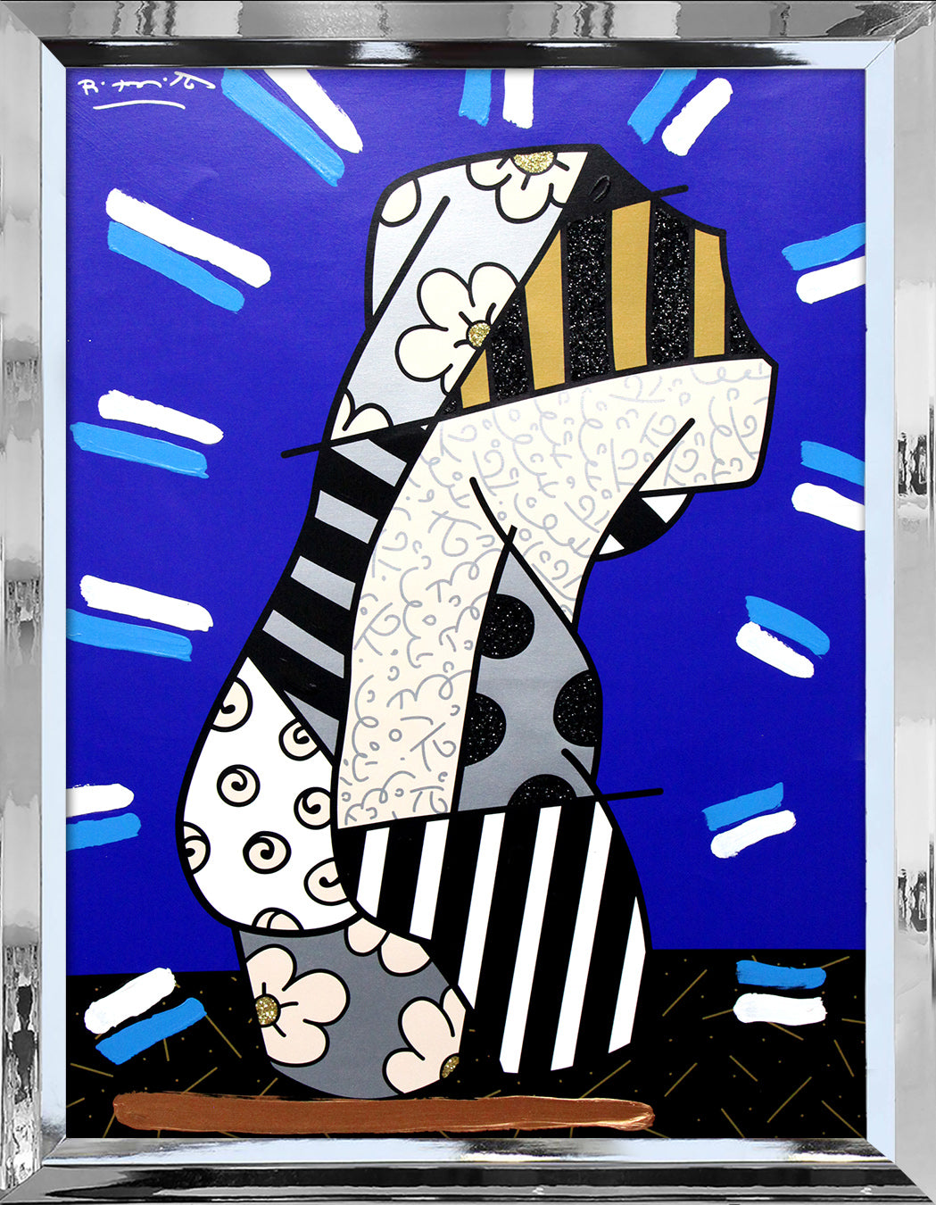 Romero Britto modern classic mixed media original contemporary pop art piece