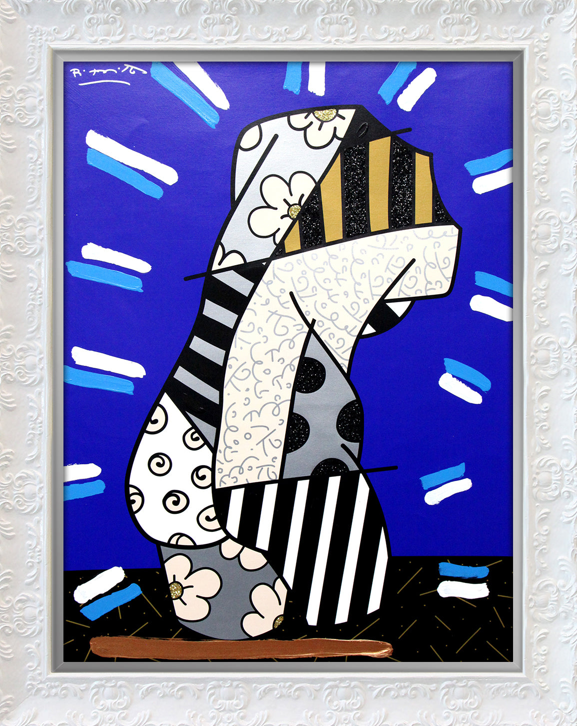 Romero Britto modern classic mixed media original contemporary pop art piece