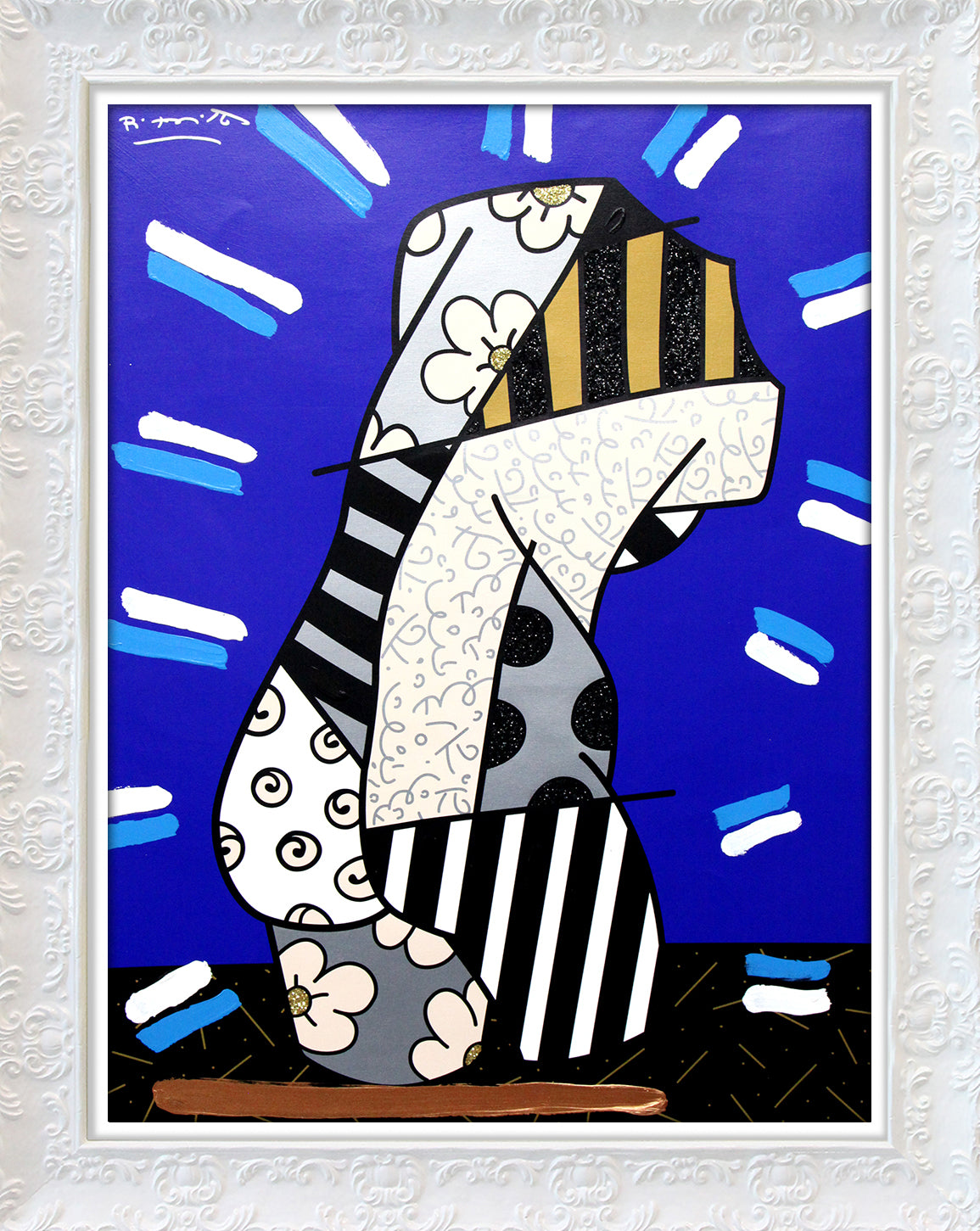 Romero Britto modern classic mixed media original colorful pop art design