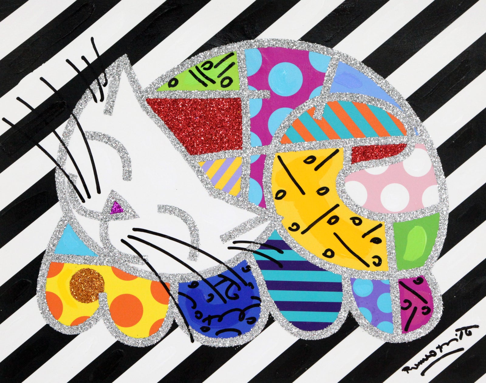 HAPPY CAT - Mixed Media Original