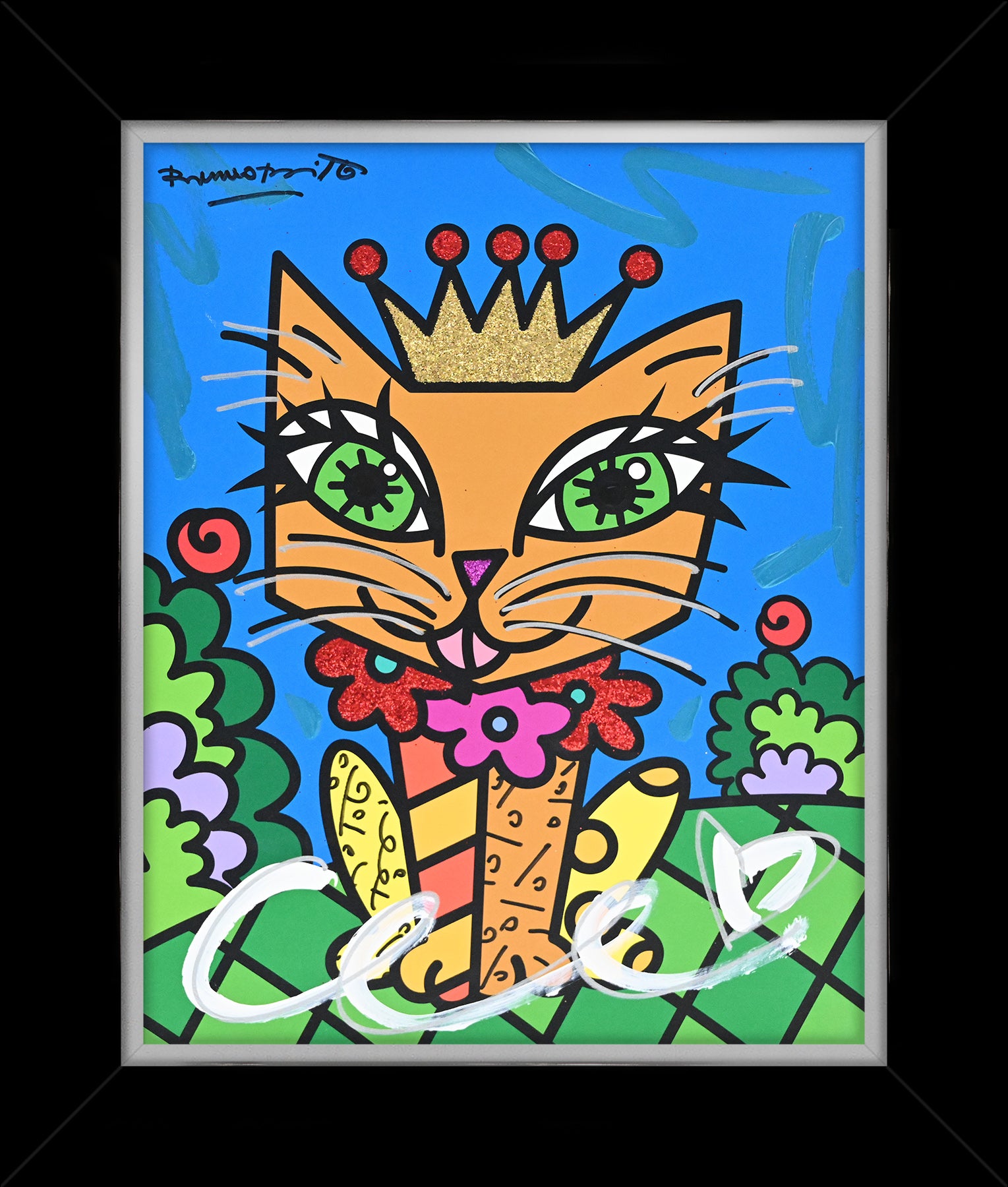 royalty cat mixed media original colorful decorative collectible gift idea
