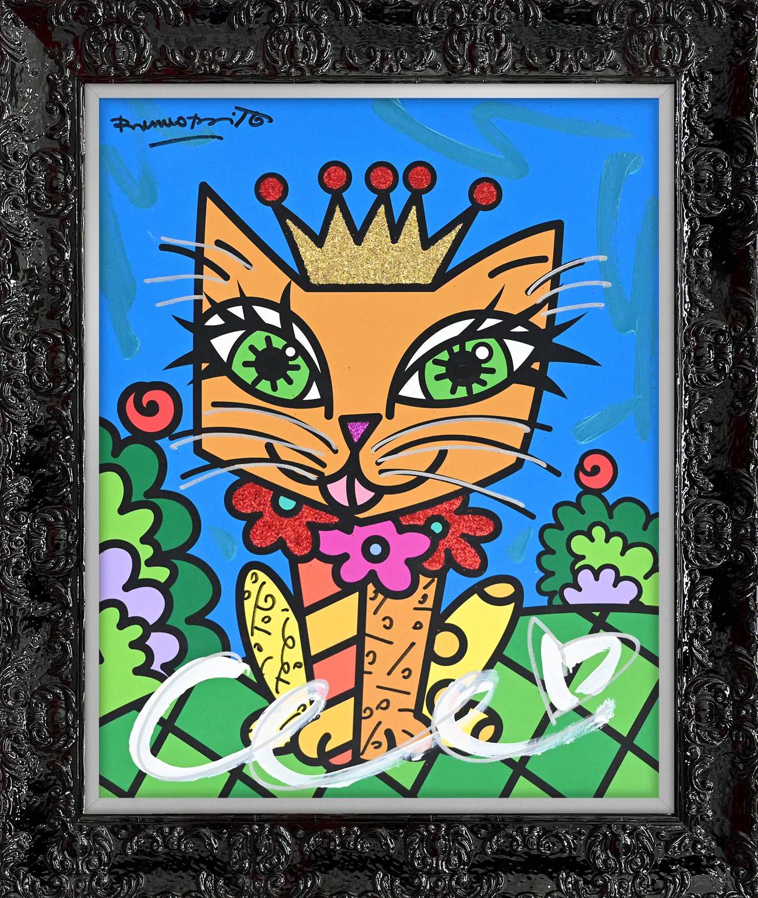 royalty cat mixed media original artistic colorful design collectible