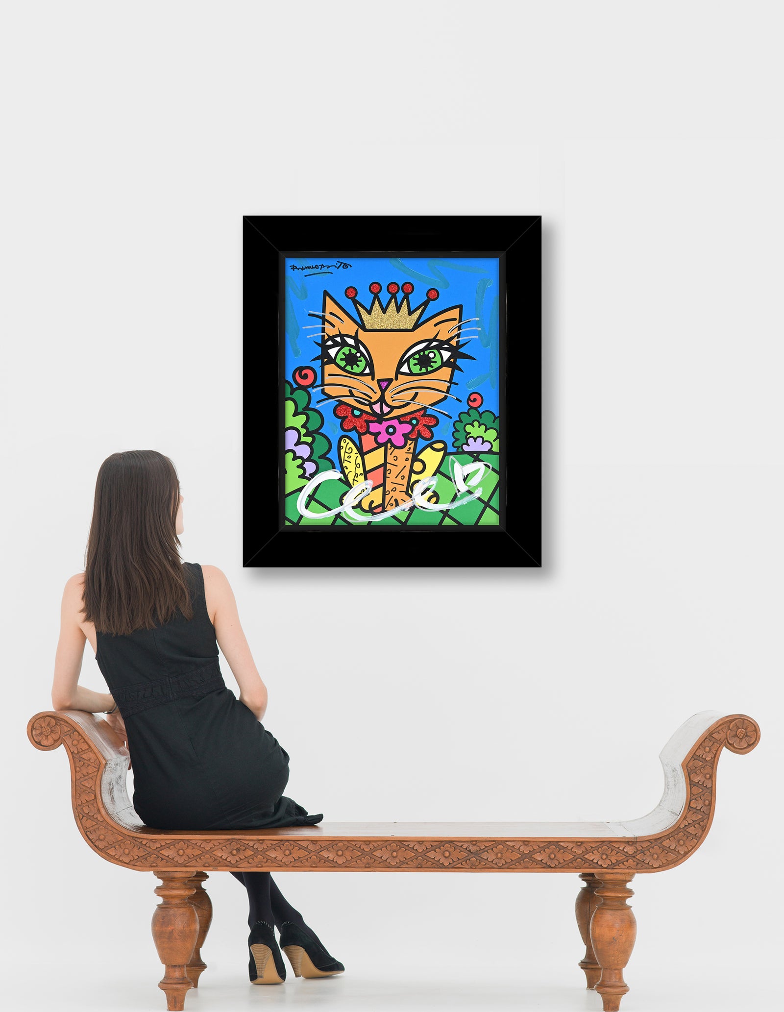 modern pop art royalty cat mixed media original vibrant home decor