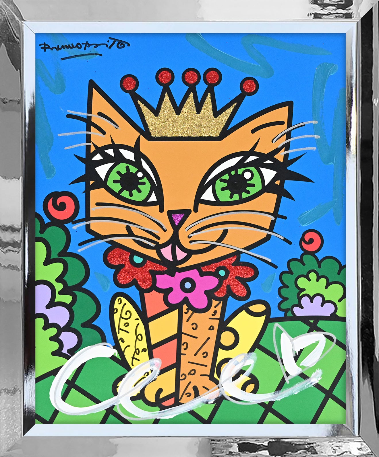 royalty cat mixed media original colorful decorative collectible gift idea
