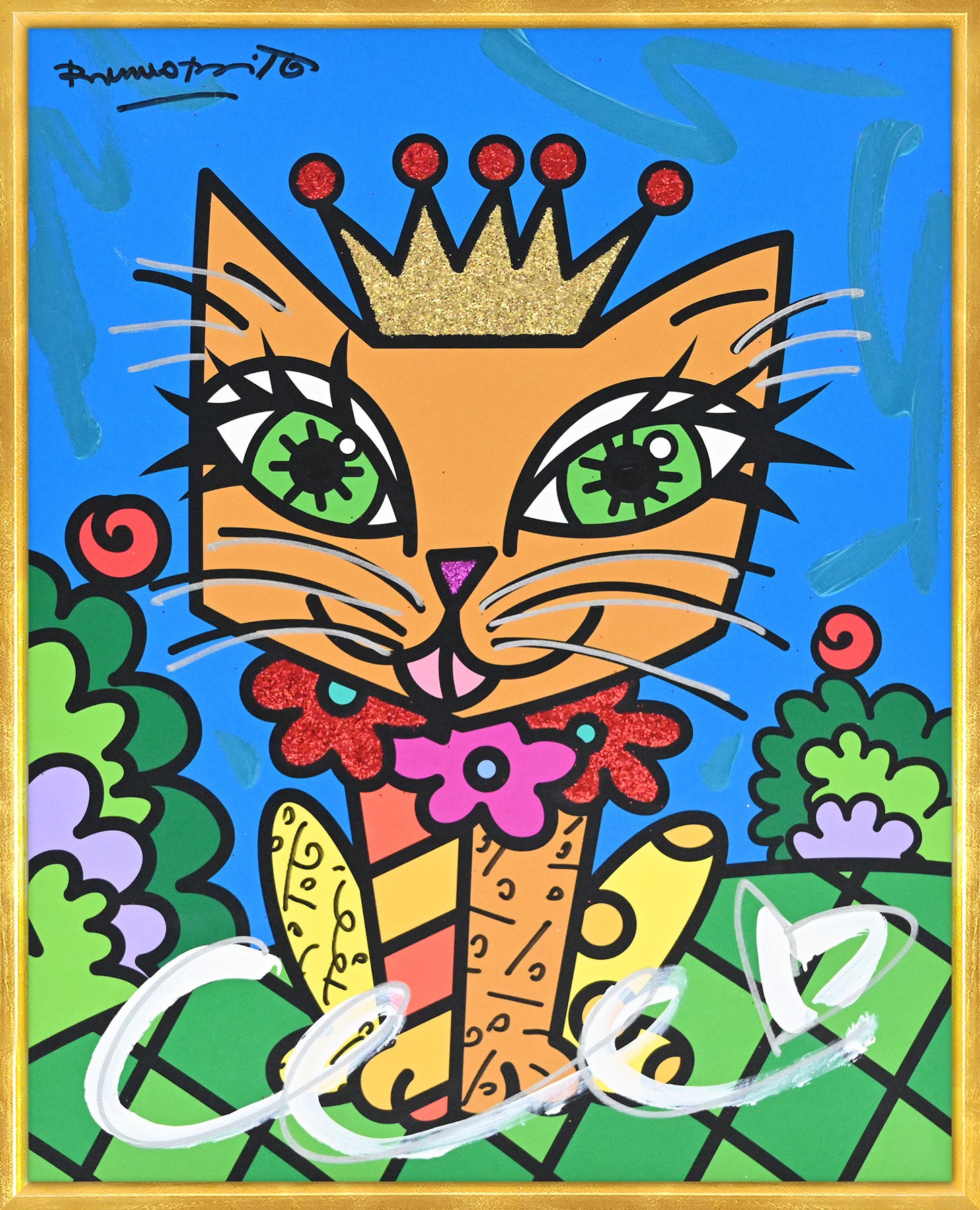 modern pop art royalty cat mixed media original vibrant home decor