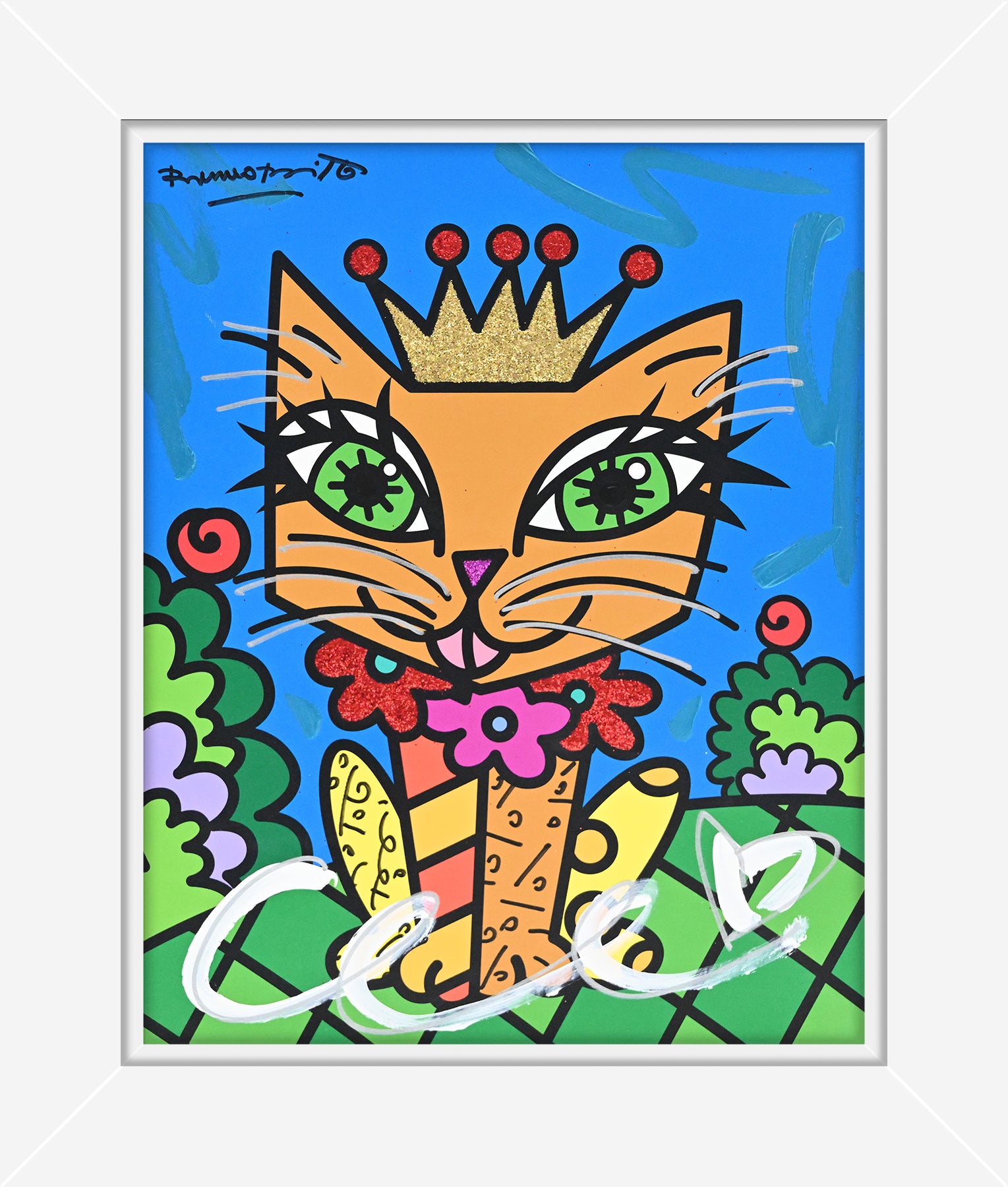 royalty cat mixed media original colorful decorative collectible gift idea