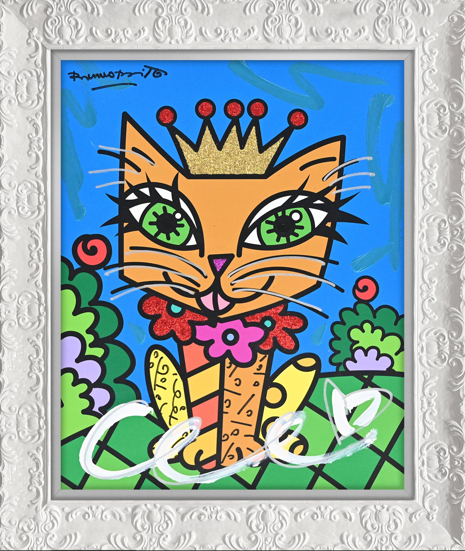 modern pop art royalty cat mixed media original vibrant home decor