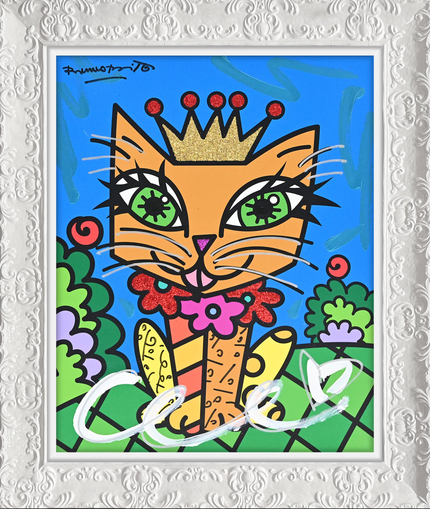 royalty cat mixed media original artistic colorful design collectible