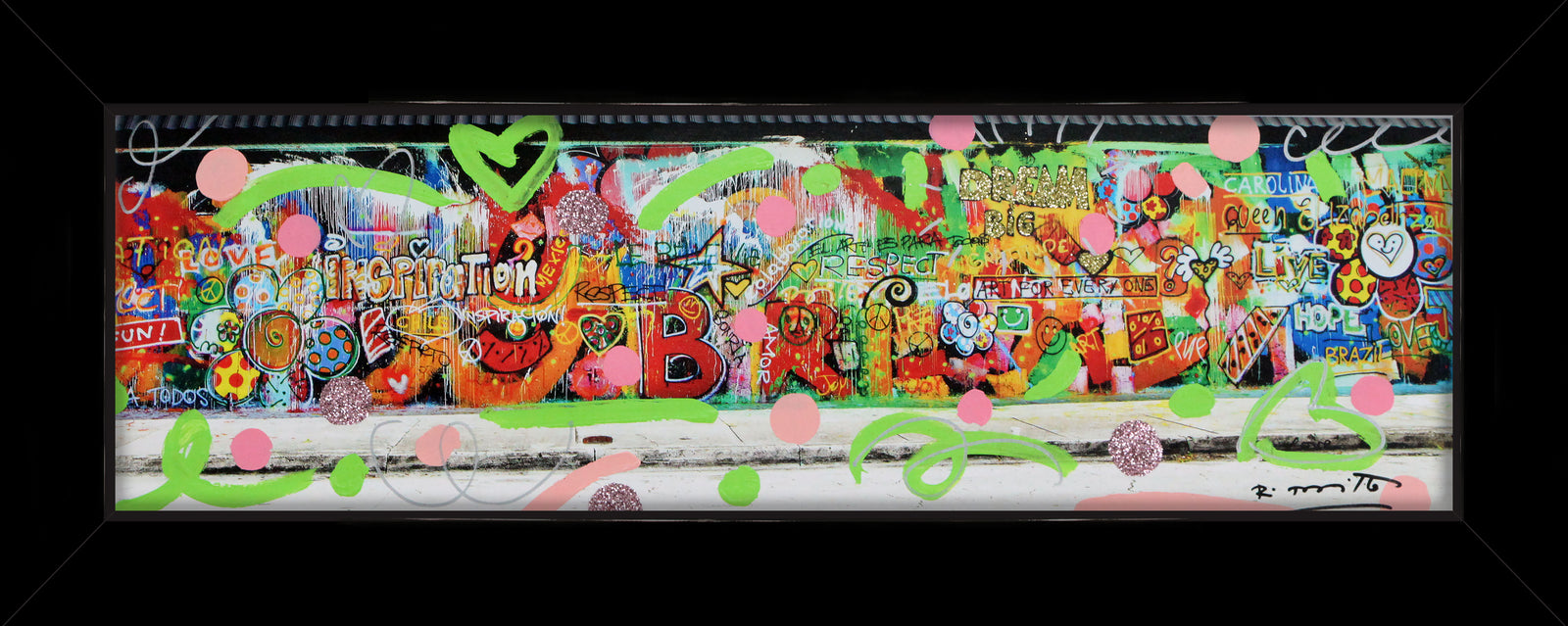 Romero Britto studio mixed media original contemporary pop art piece