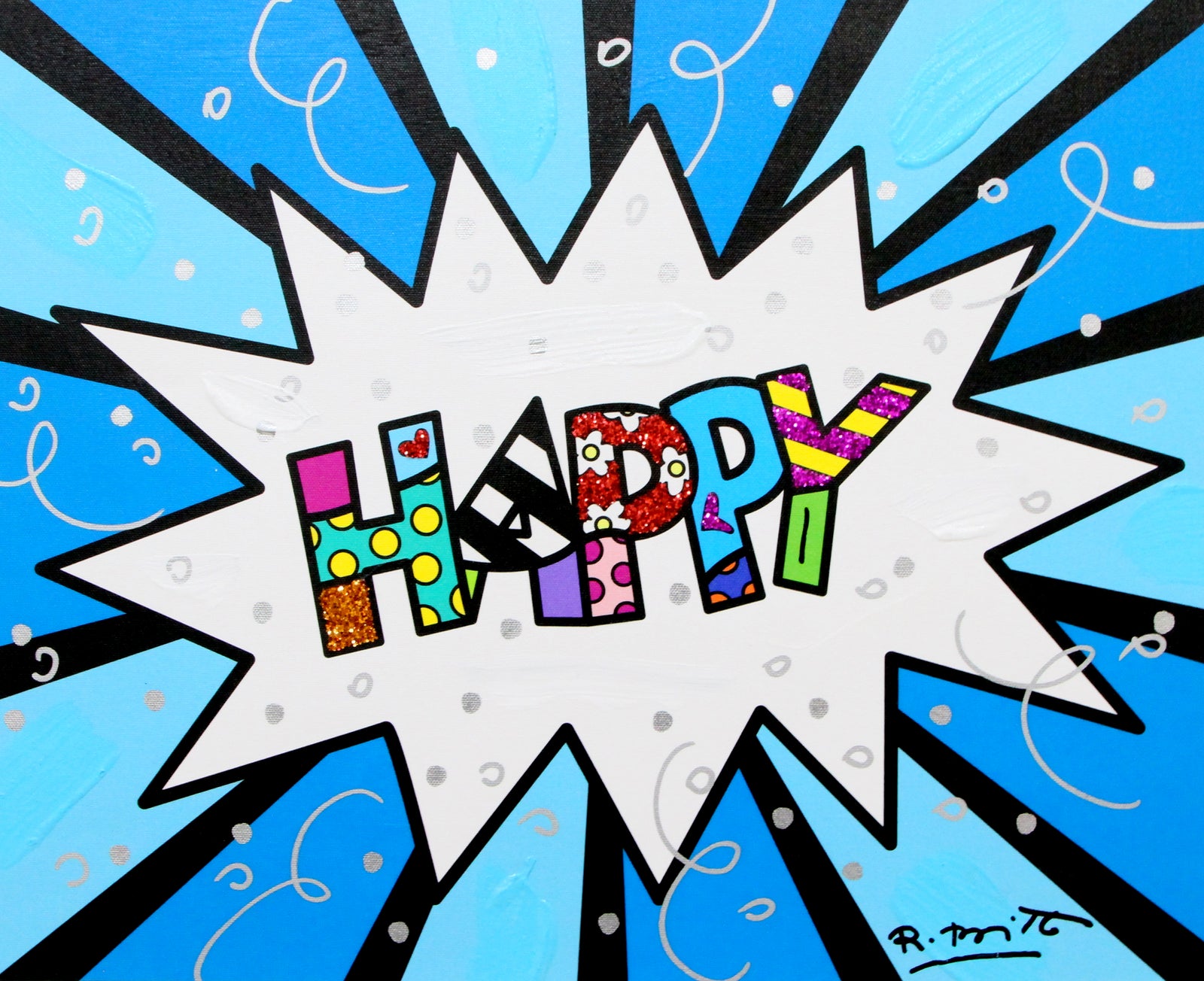 HAPPY (WORD) - Mixed Media Original