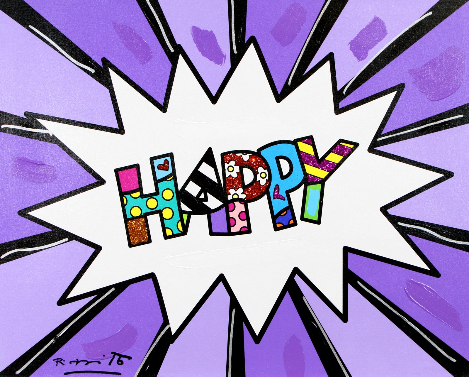 HAPPY (WORD) - Mixed Media Original