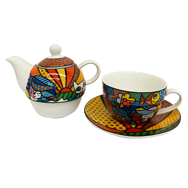 britto garden tea for one colorful decorative collectible gift idea
