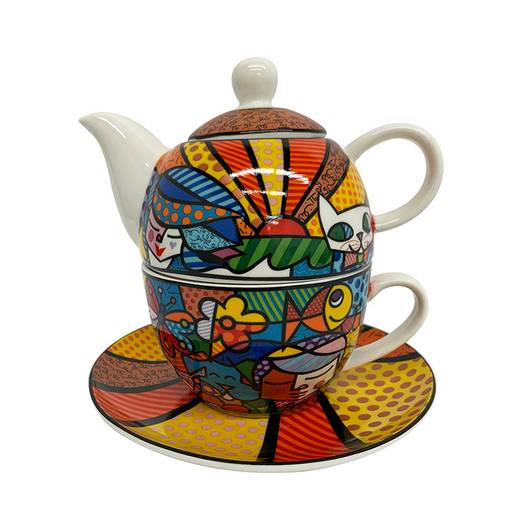Romero Britto britto garden tea for one contemporary pop art piece