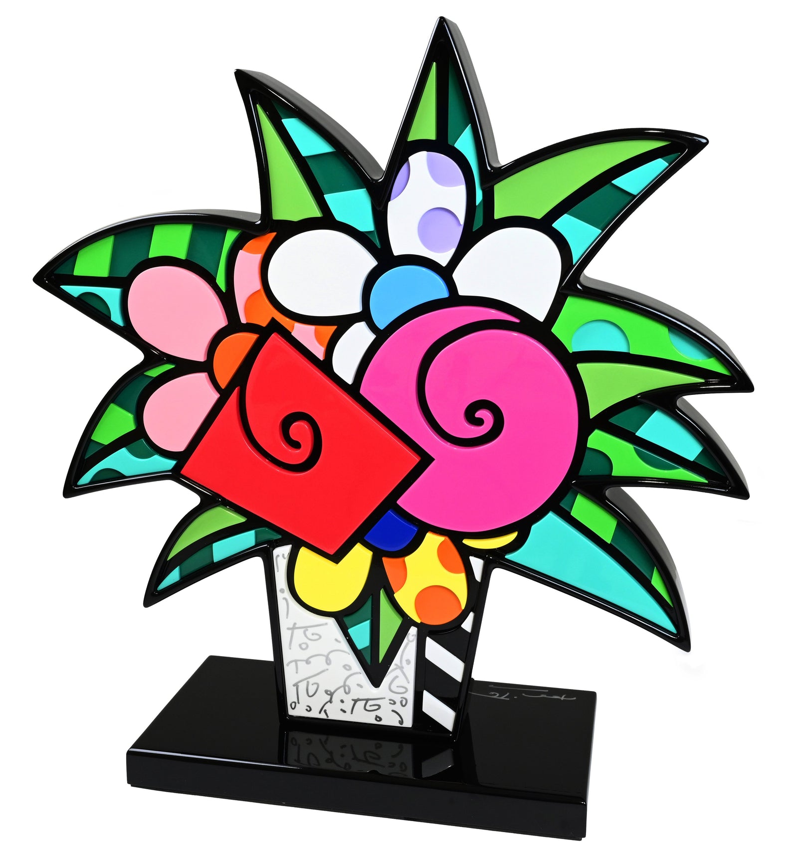 flowers for you black base colorful decorative collectible gift idea