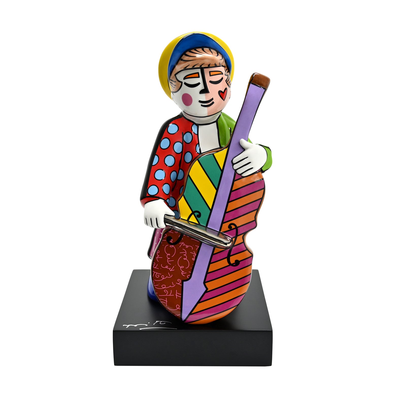 Romero Britto bass player fine porcelain colorful pop art design